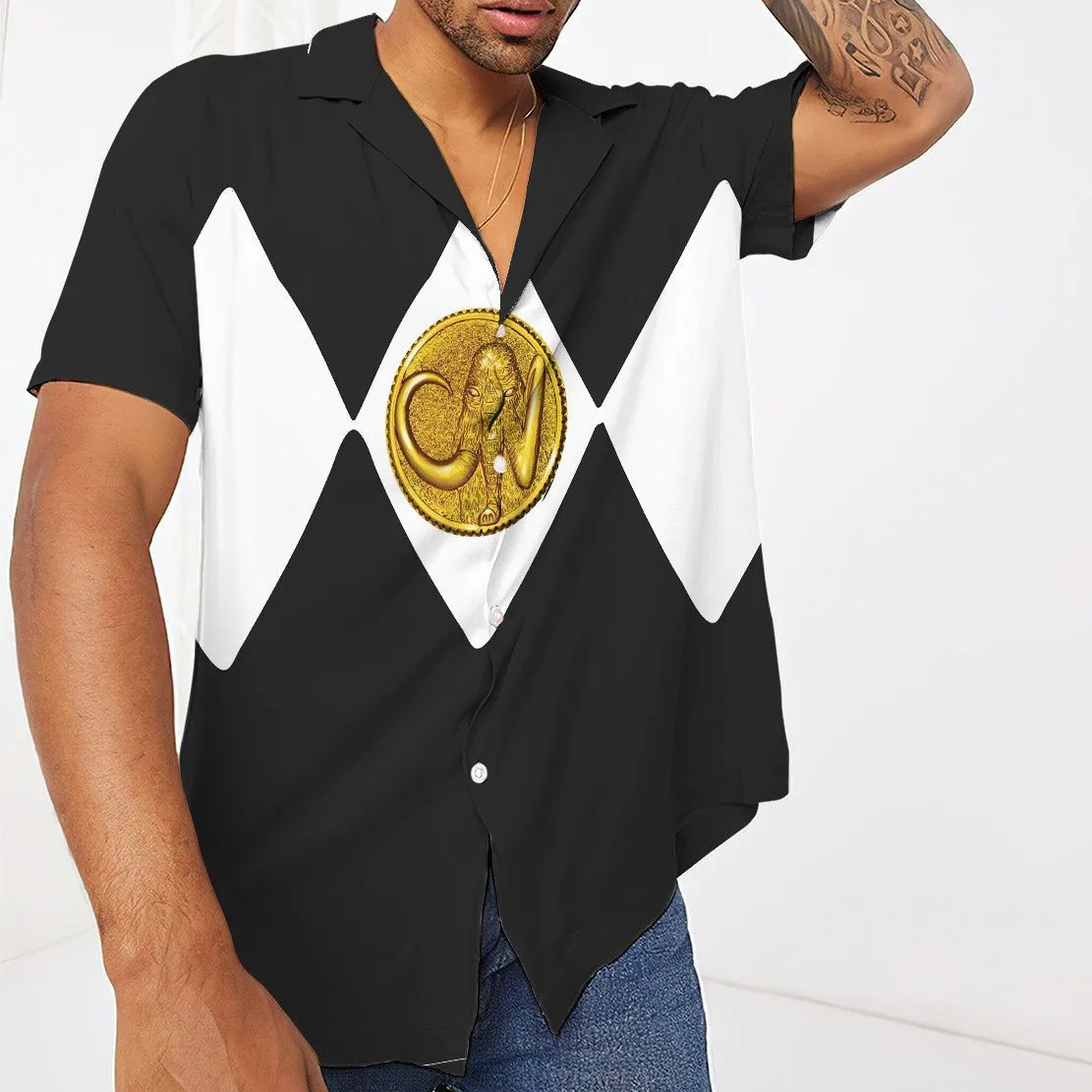 Gearhuman 3D Mighty Morphin Power Rangers Black Ranger Hawaii Shirt