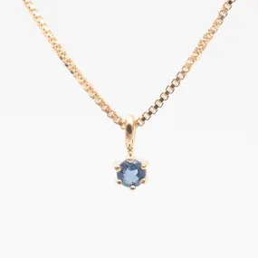 Gold Vermeil Round Claw Set Blue Sapphire Necklace