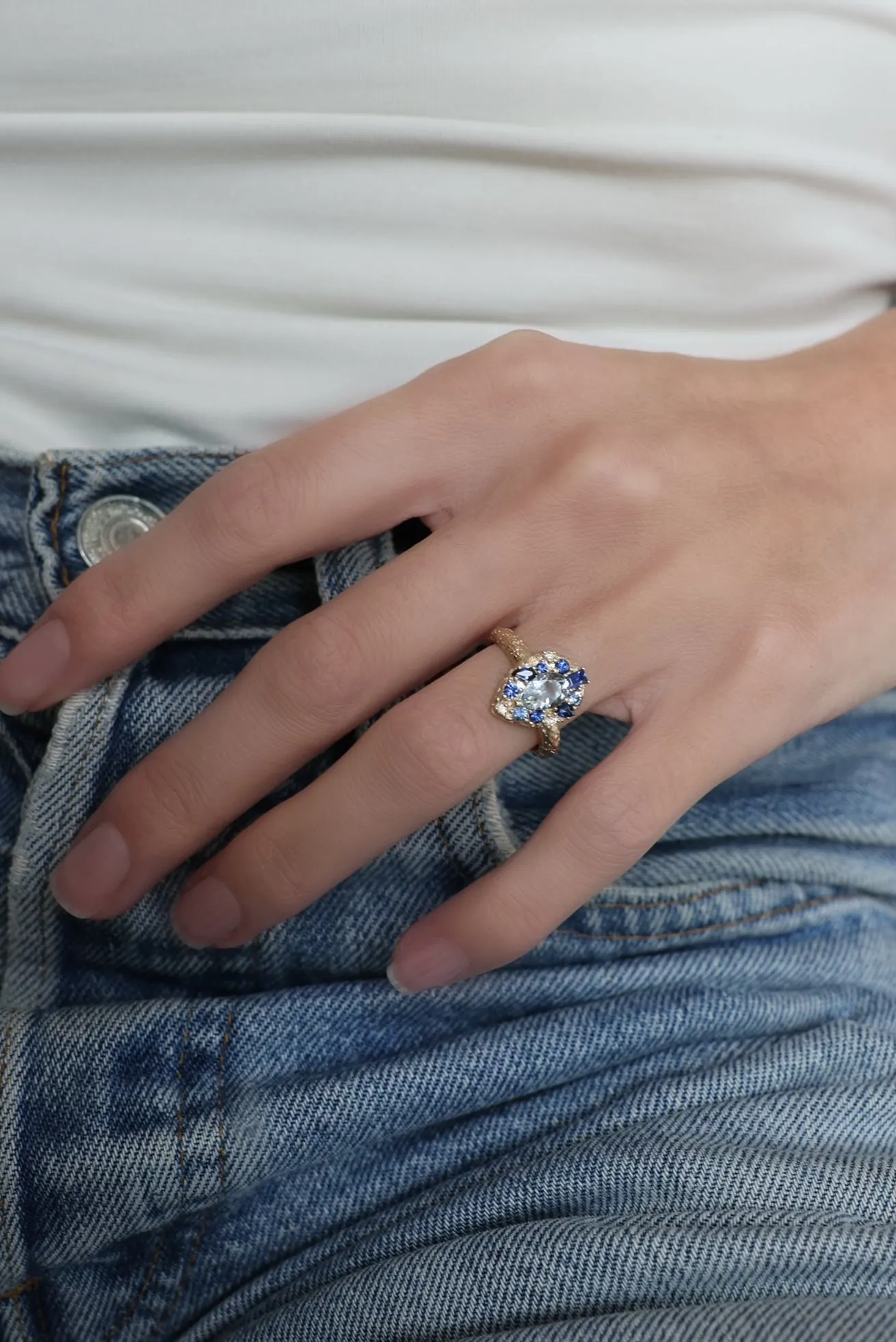 Gradient Aqua Pear Ring