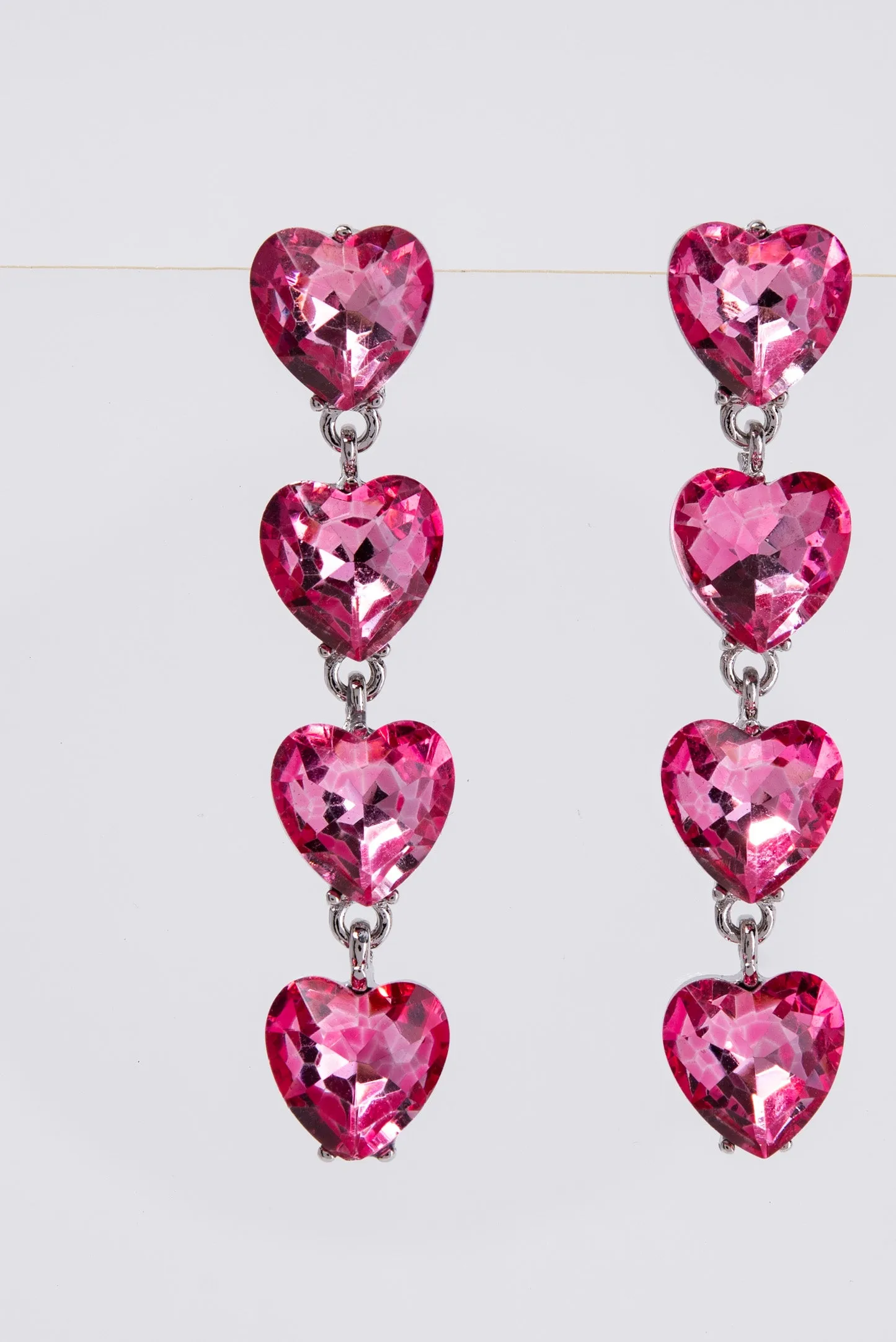 Jasmine 4-Tier Crystal Rhinestone Heart Shaped Earrings