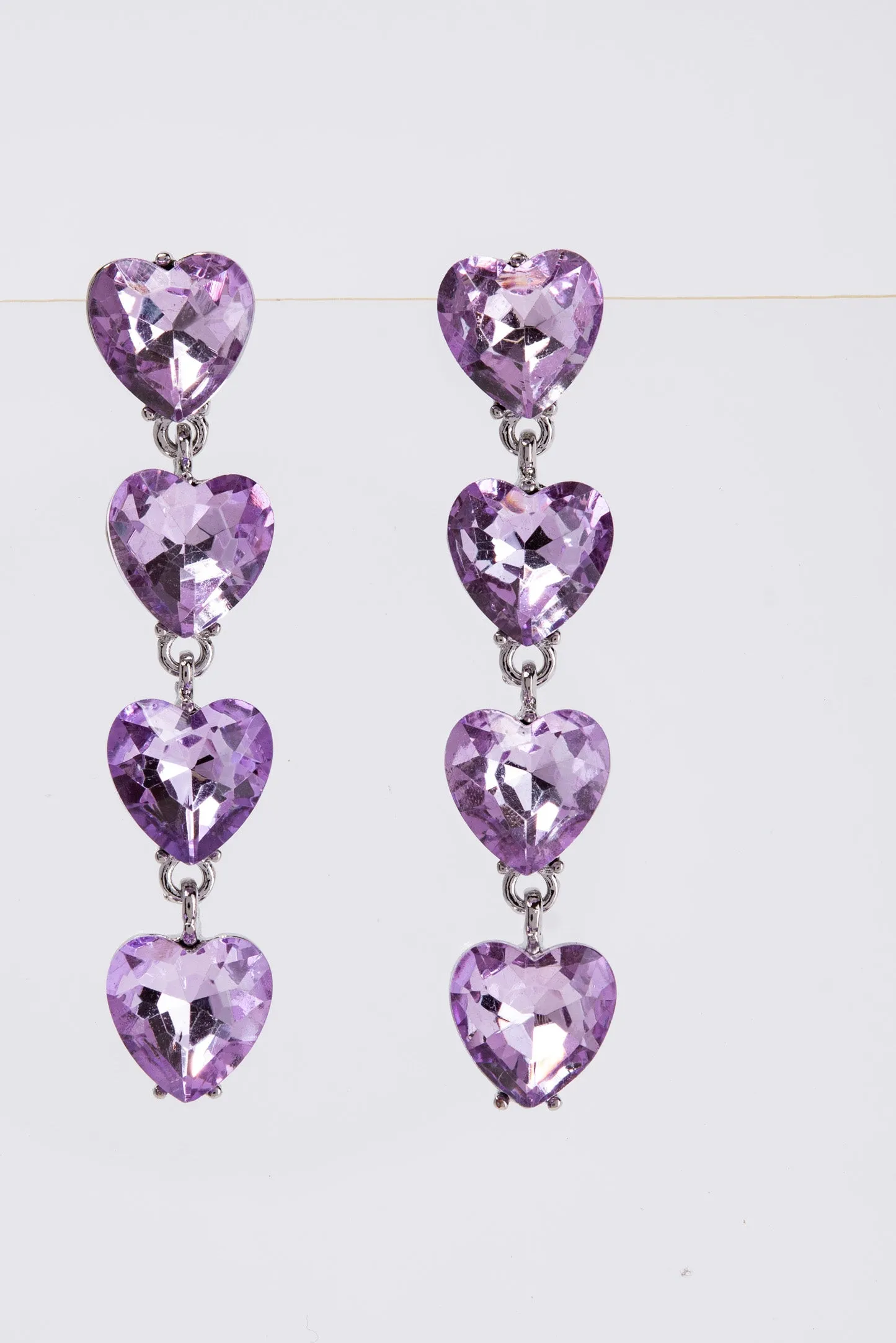 Jasmine 4-Tier Crystal Rhinestone Heart Shaped Earrings