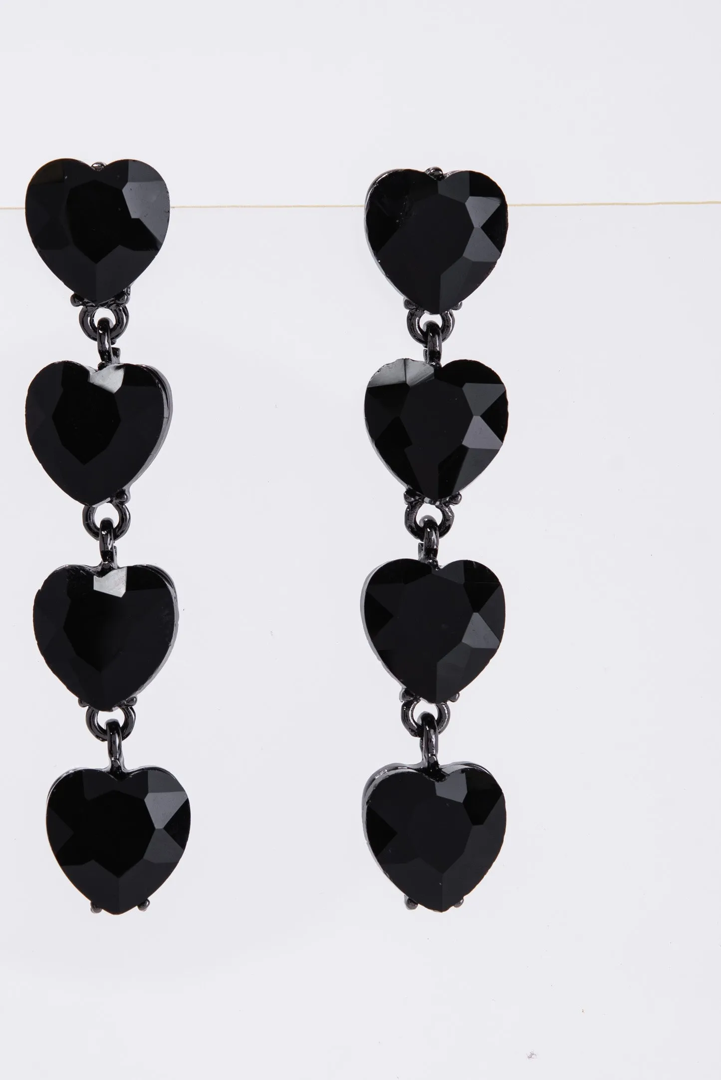 Jasmine 4-Tier Crystal Rhinestone Heart Shaped Earrings