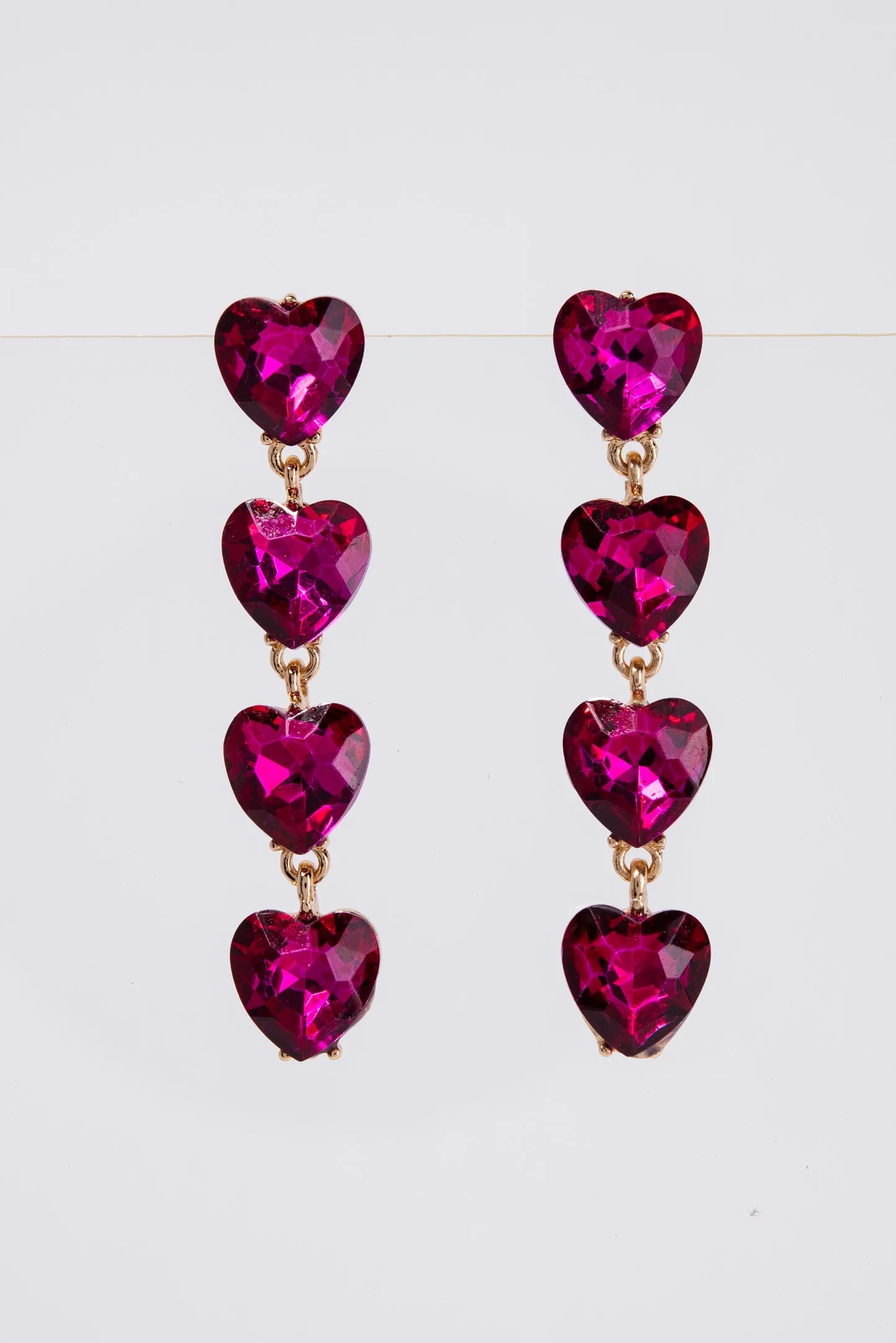 Jasmine 4-Tier Crystal Rhinestone Heart Shaped Earrings