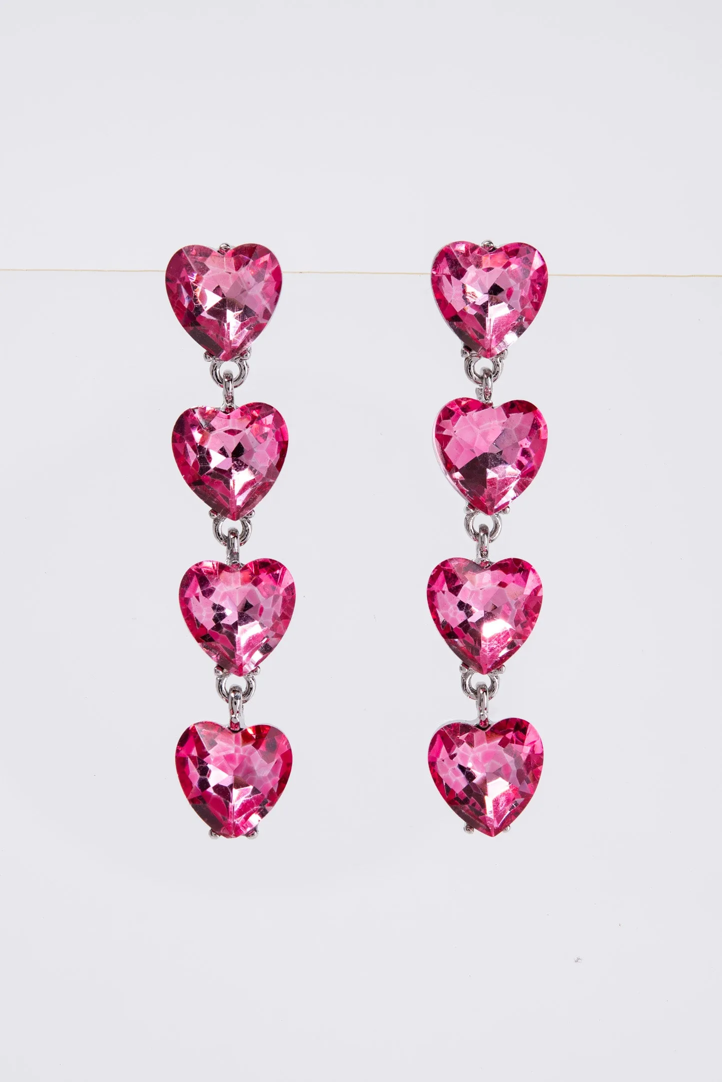 Jasmine 4-Tier Crystal Rhinestone Heart Shaped Earrings