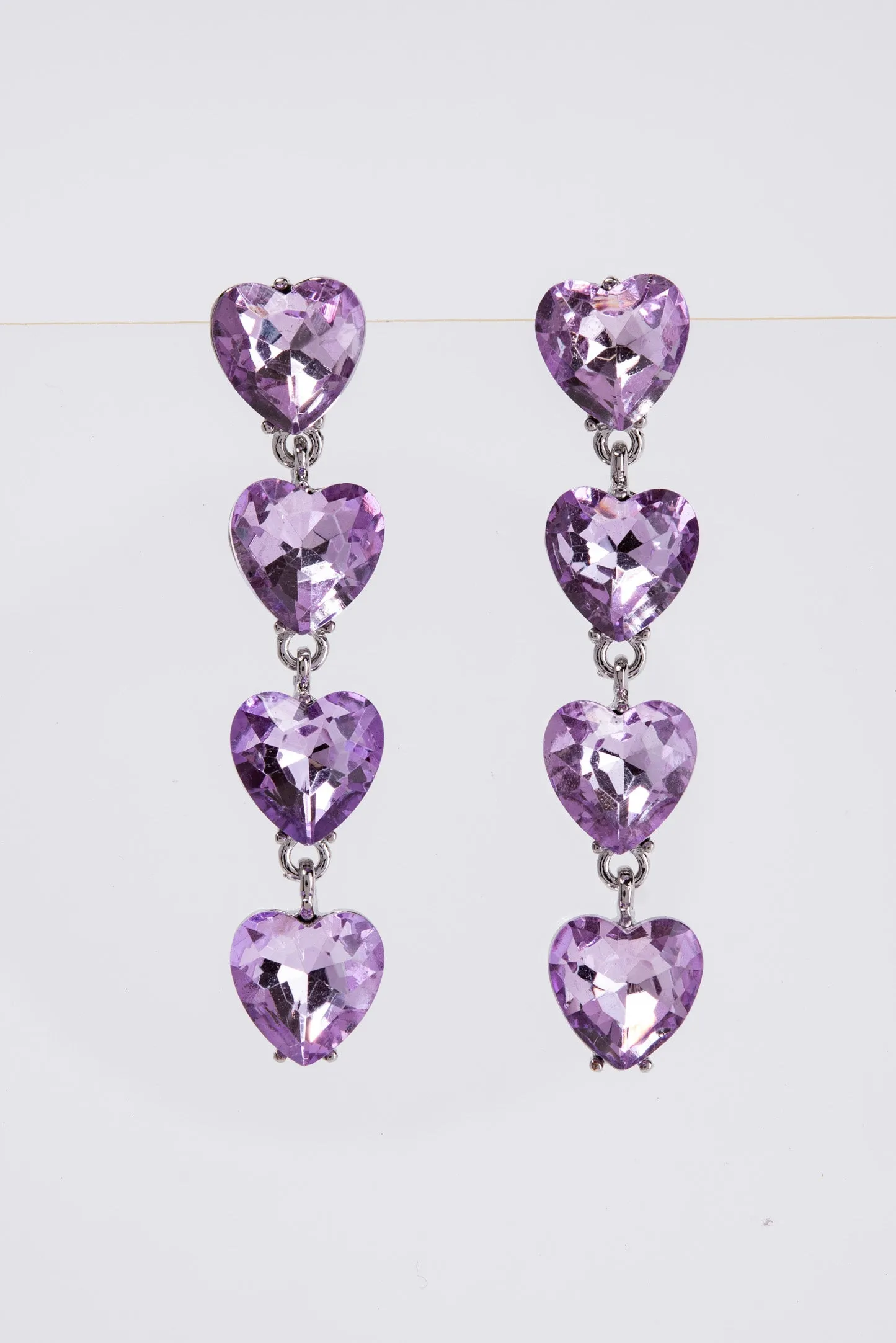 Jasmine 4-Tier Crystal Rhinestone Heart Shaped Earrings