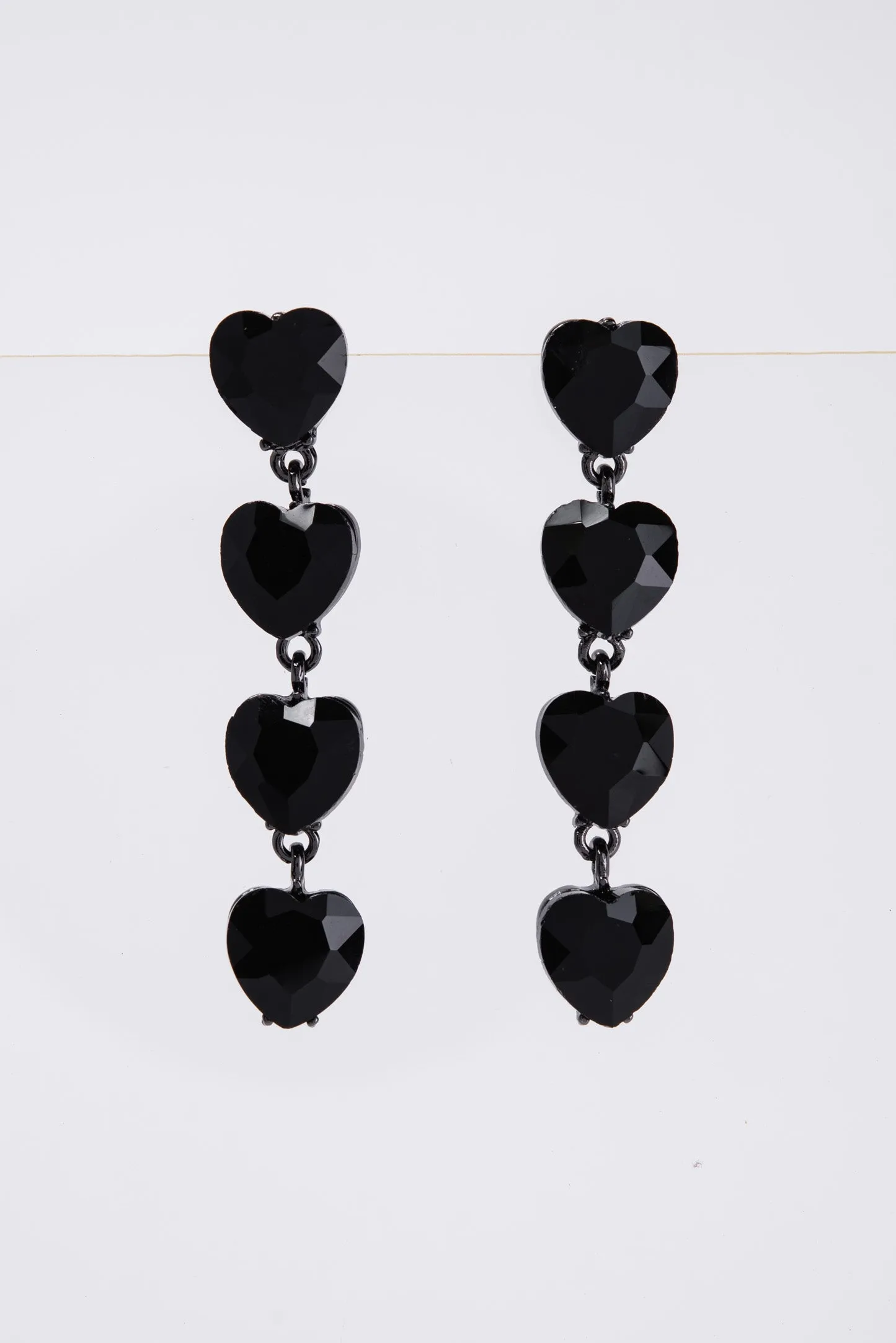 Jasmine 4-Tier Crystal Rhinestone Heart Shaped Earrings