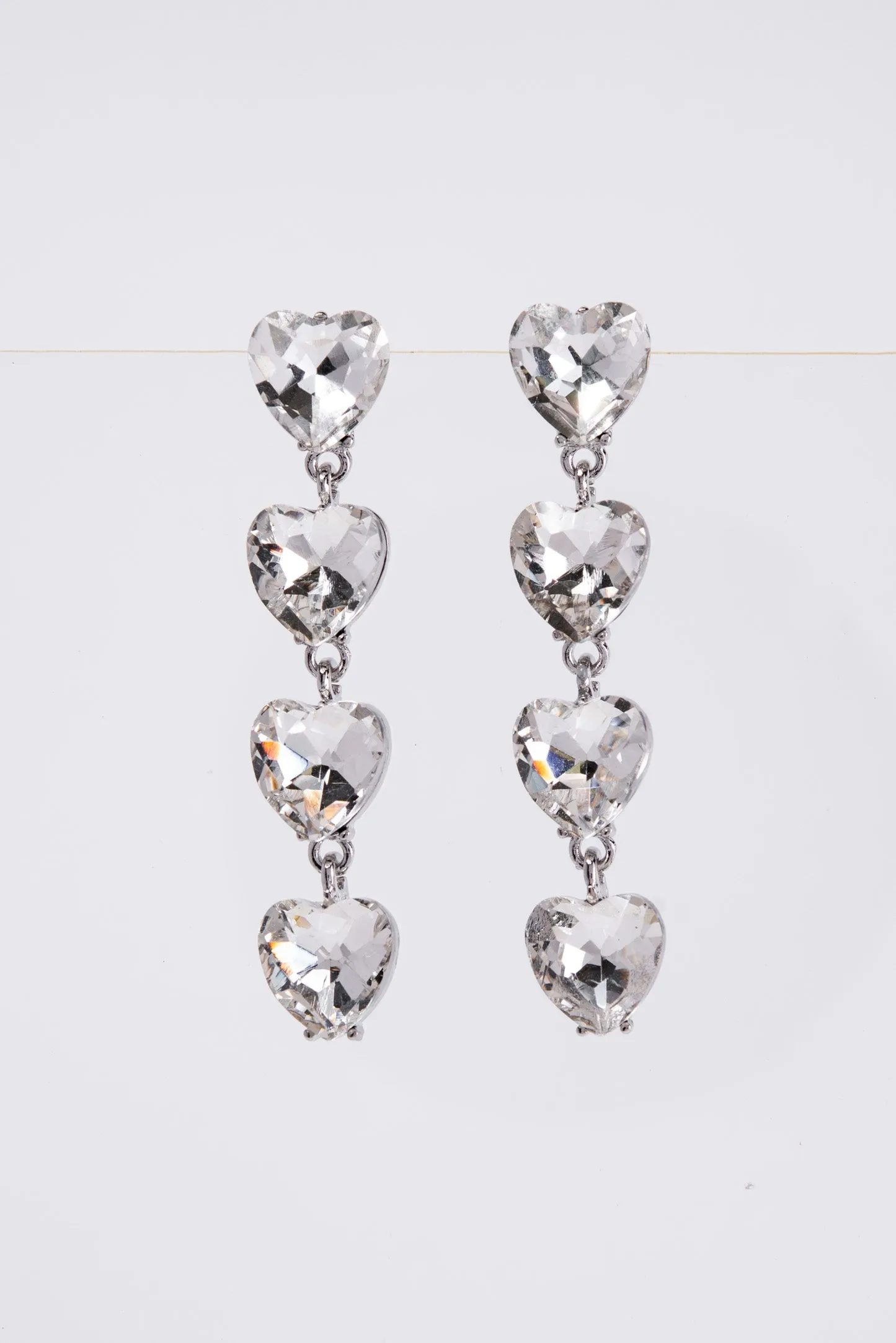 Jasmine 4-Tier Crystal Rhinestone Heart Shaped Earrings