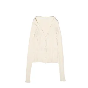 John Elliott Womens Ginza Rib Cropped Cardigan 'Feather'