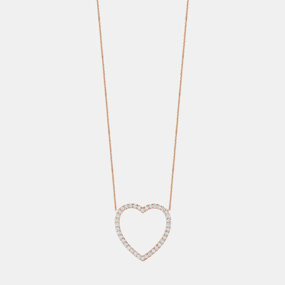 Jumbo Diamond Open Heart Necklace