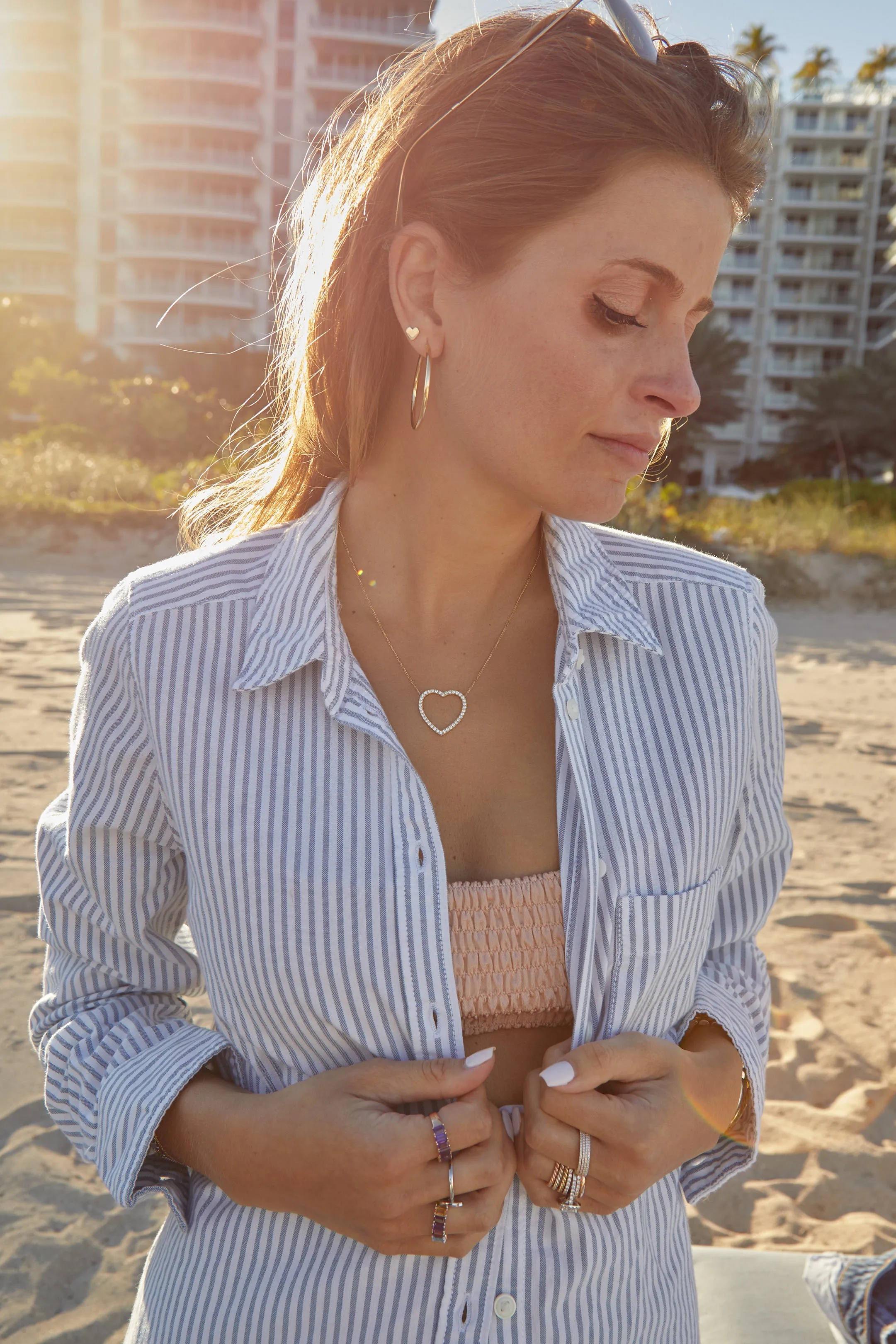 Jumbo Diamond Open Heart Necklace