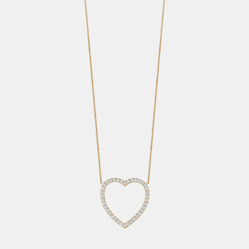 Jumbo Diamond Open Heart Necklace