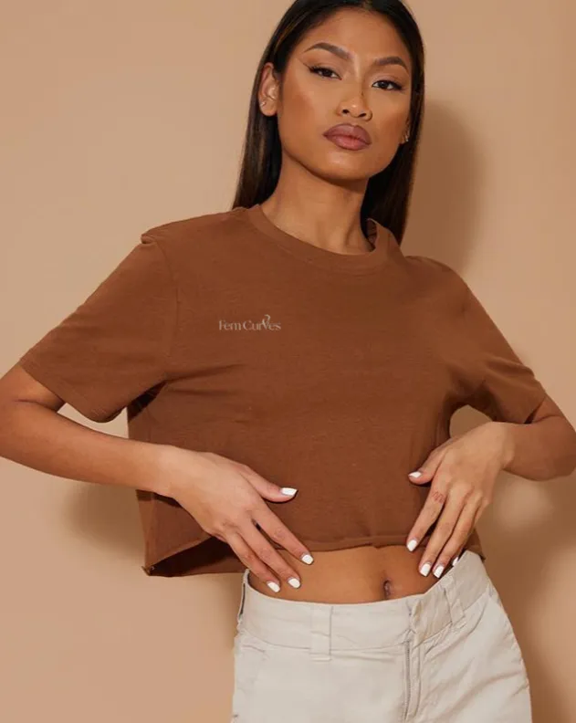 Kem Cropped Tee - Brown