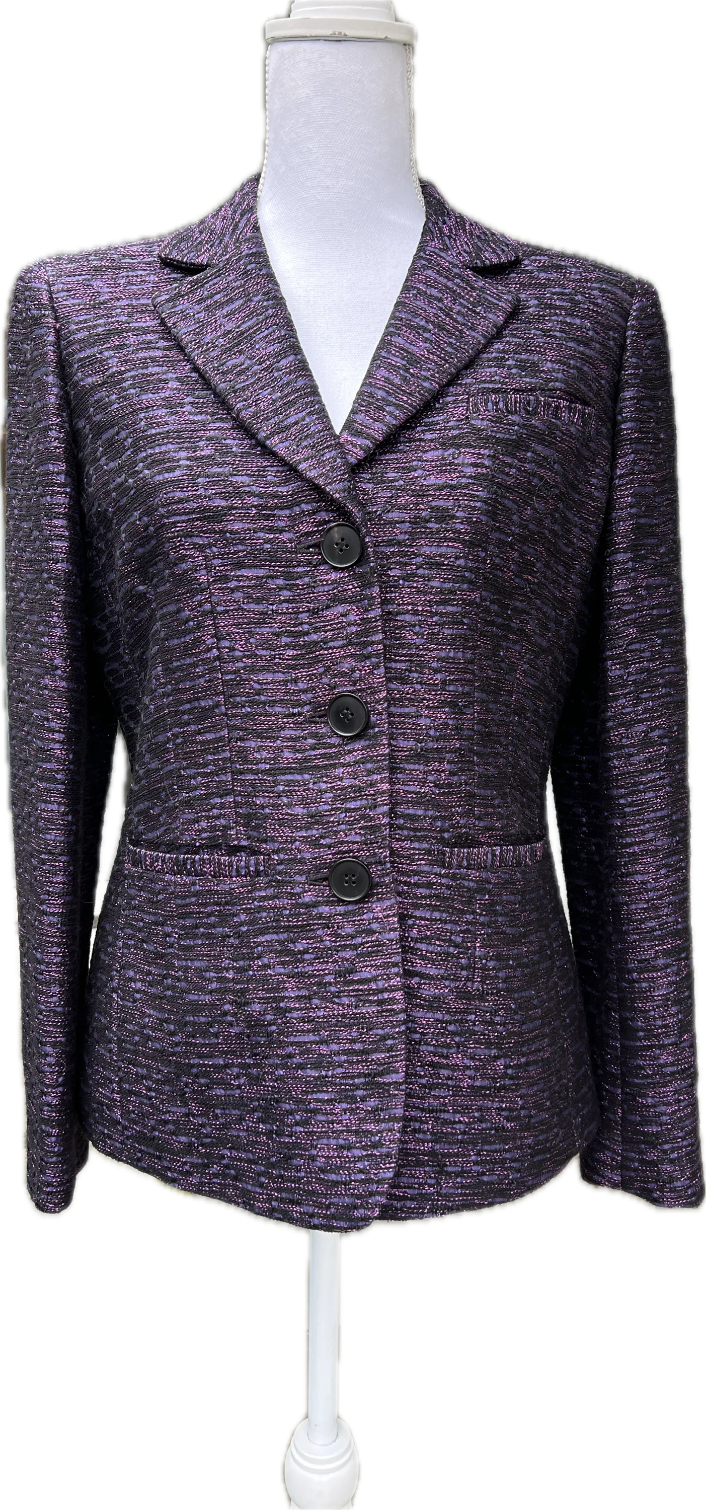 Lafayette 148 Purple Tweed Blazer, 4