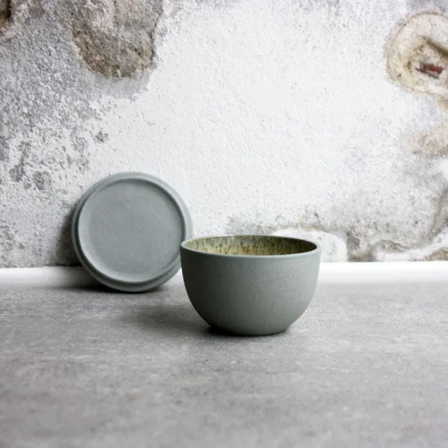 Lidded Bowl, Stone Blue w/crystal glaze