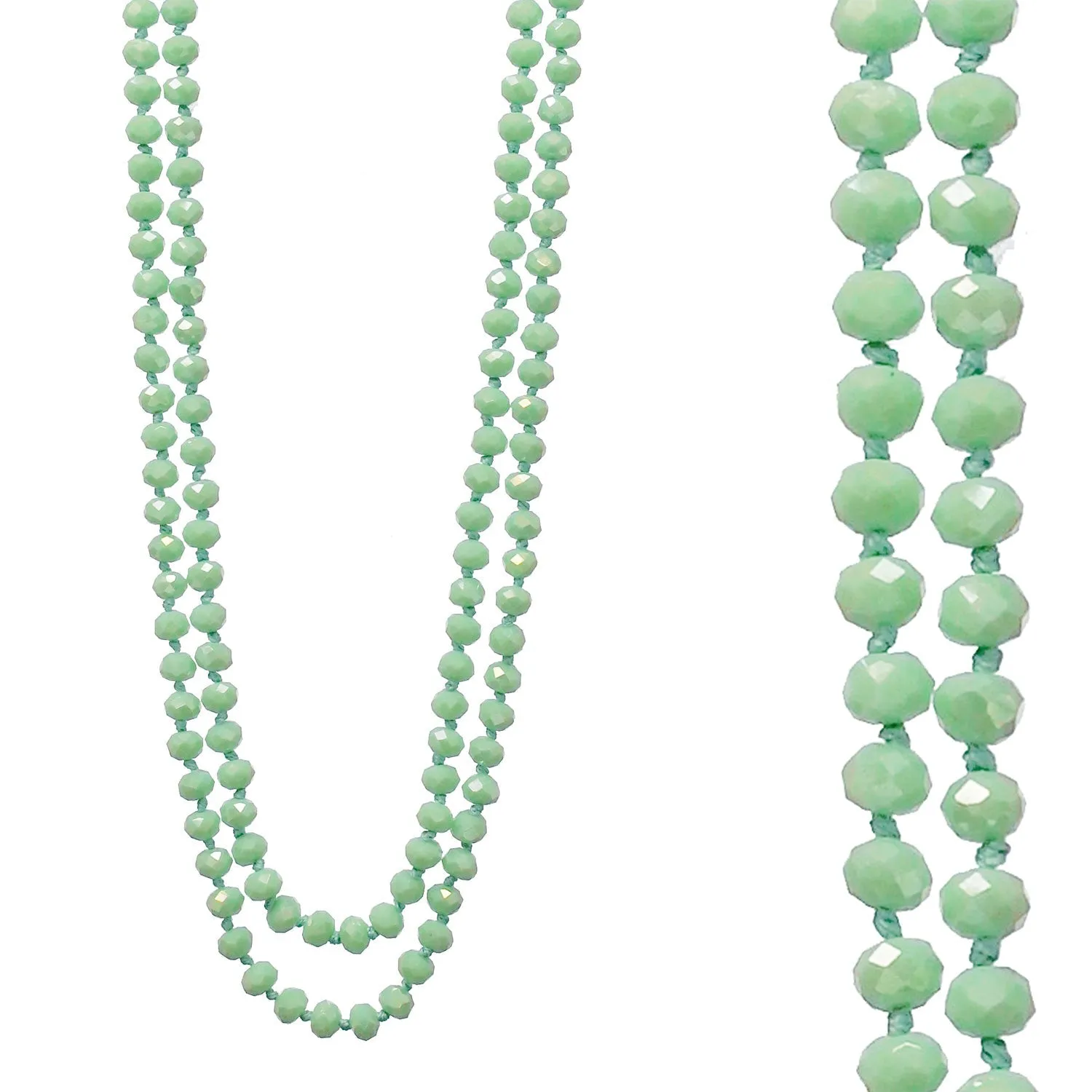 Light Mint Green Crystal 60" Layering necklace