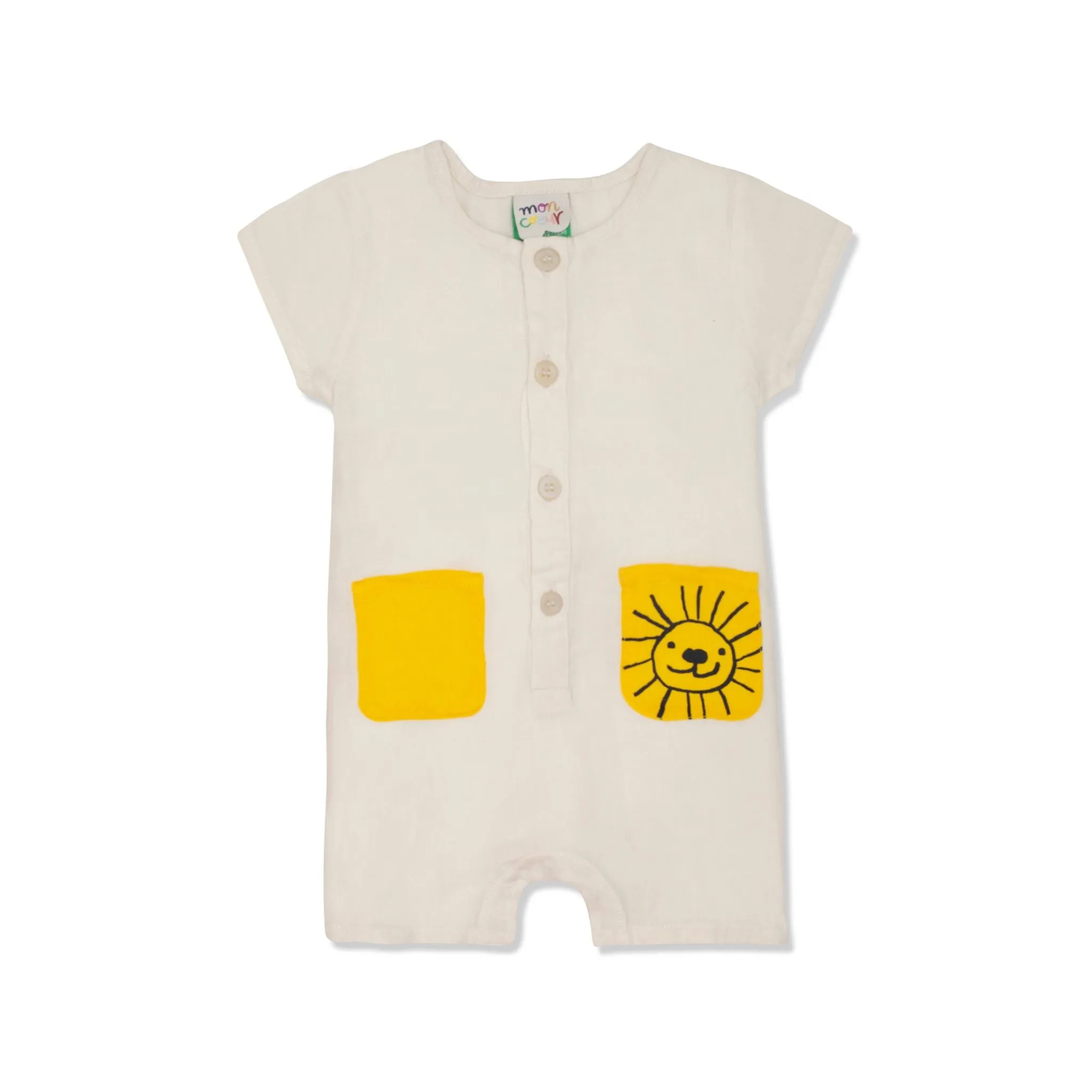 Linen Lion Baby Romper