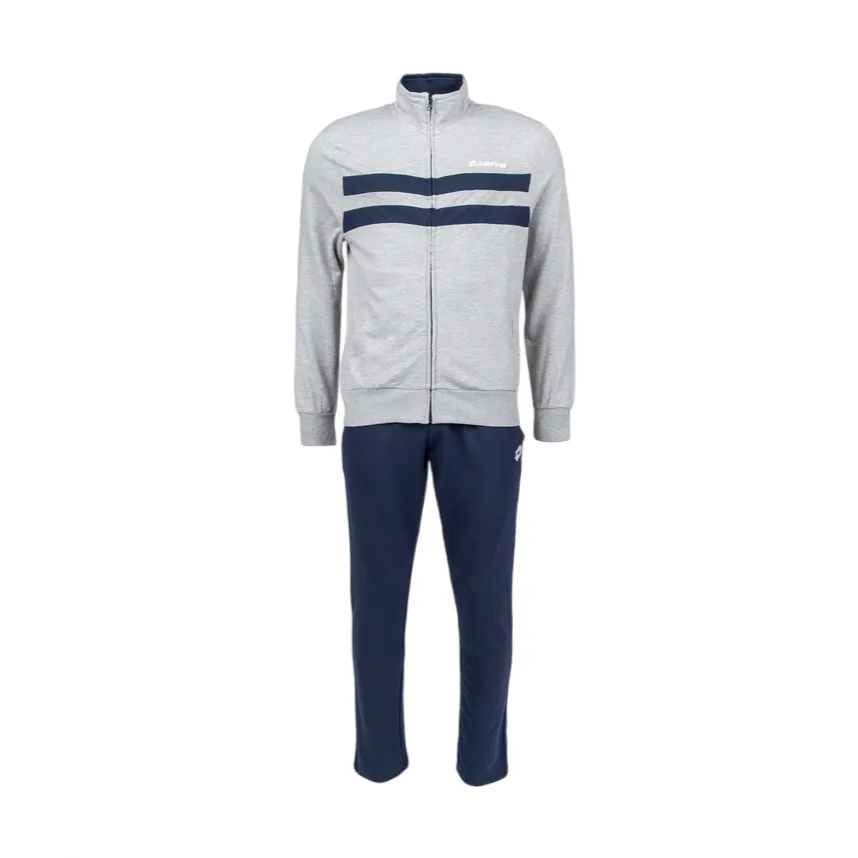 Lotto men's tracksuit in light cotton Dual V Mel 216886 1PA light grey-blue