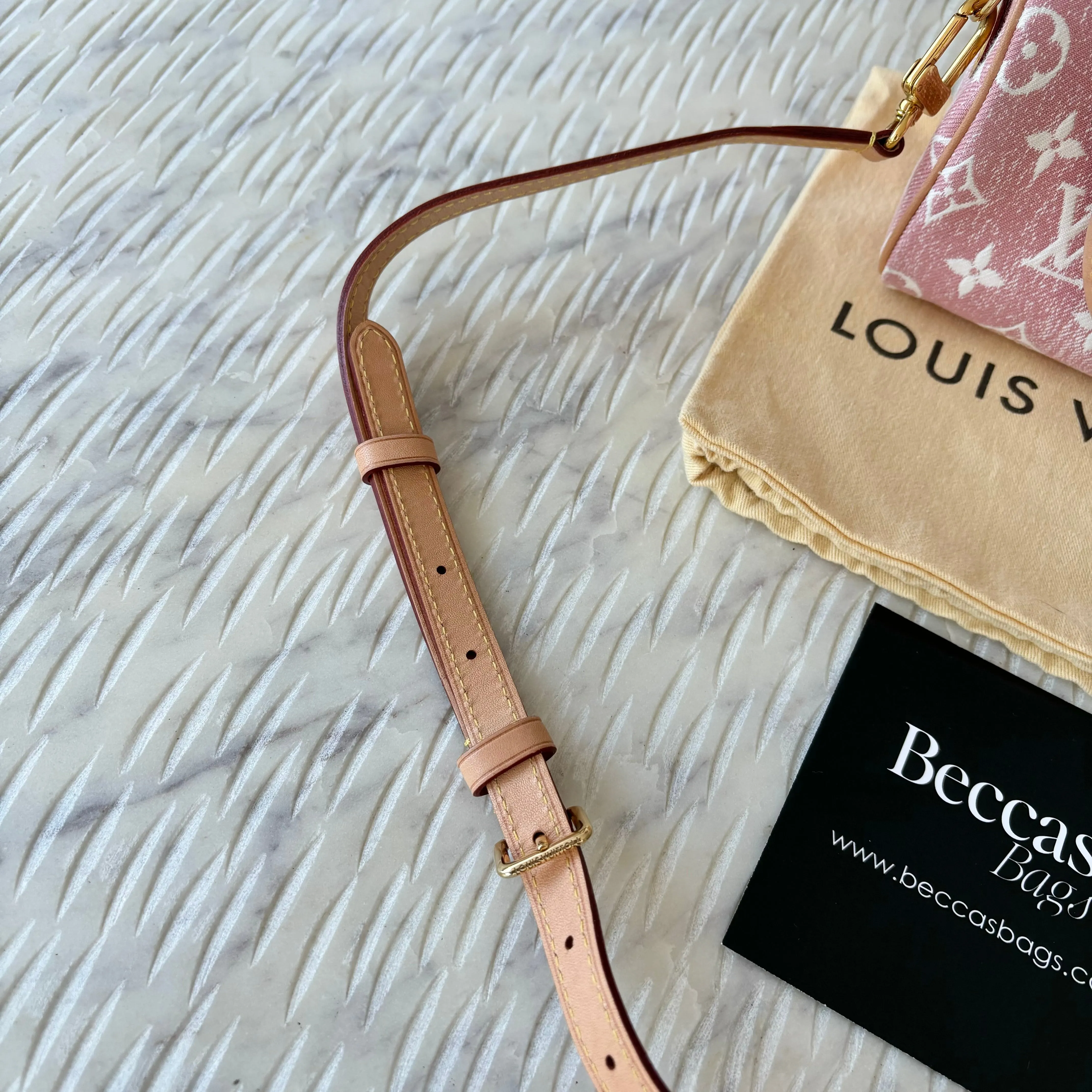 LOUIS VUITTON Pink Denim Monogram Nano Speedy Bag