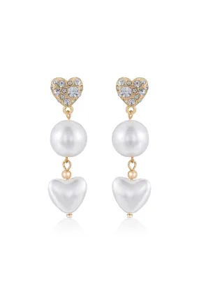 Love to Love Crystal and Pearl Drop Earrings