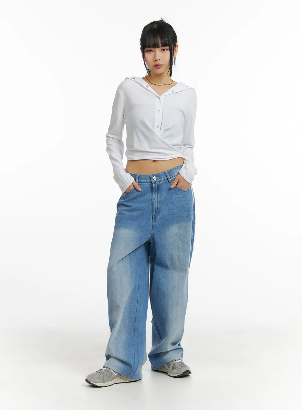 Low Waist Striped Baggy Jeans (UNISEX) CM407