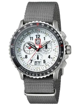 Luminox Mens F-22 Raptor Chronograph - White Dial - Titanium - Gray Strap