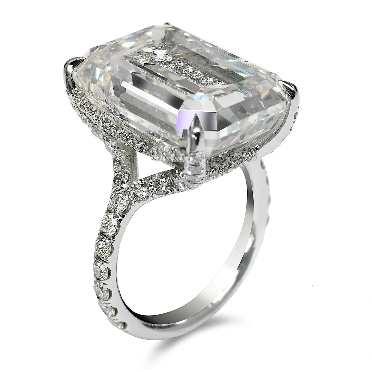 MADONA 22 CARAT EMERALD CUT J COLOR VS1 CLARITY DIAMOND ENGAGEMENT RING PLATINUM GIA CERTIFIED 20 CT J VS1 BY MIKE NEKTA