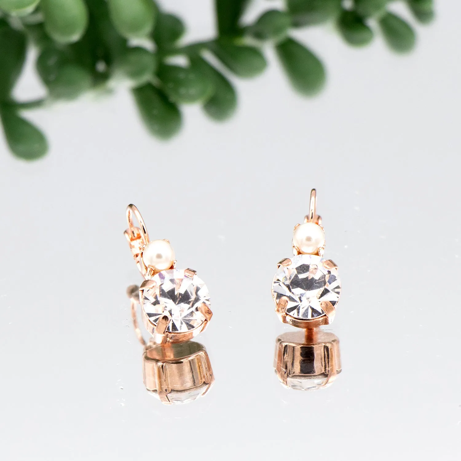 Mariana Pearl Crystal Earrings Rose Gold E1037