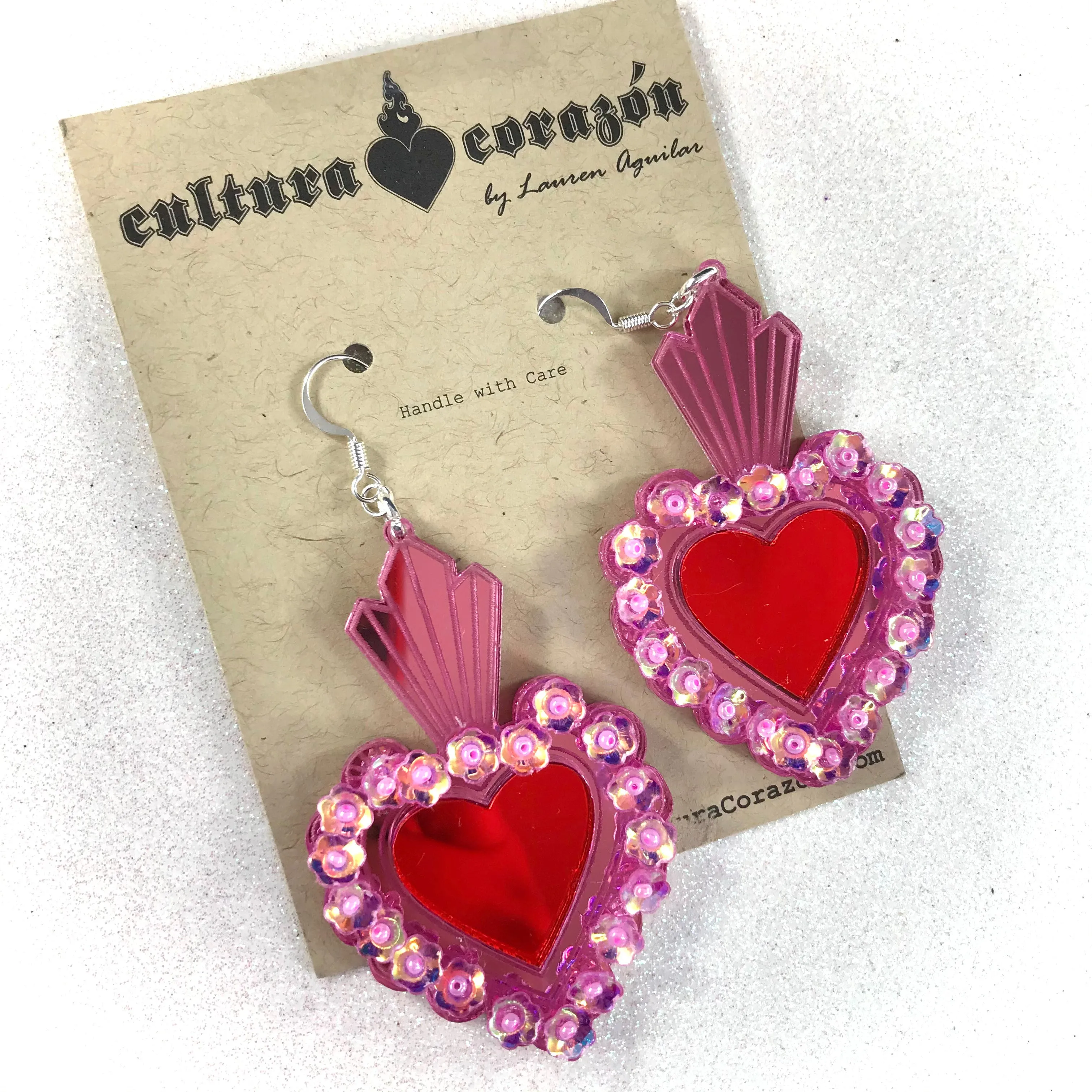 Milagro Sacred Heart Mirrored Earrings