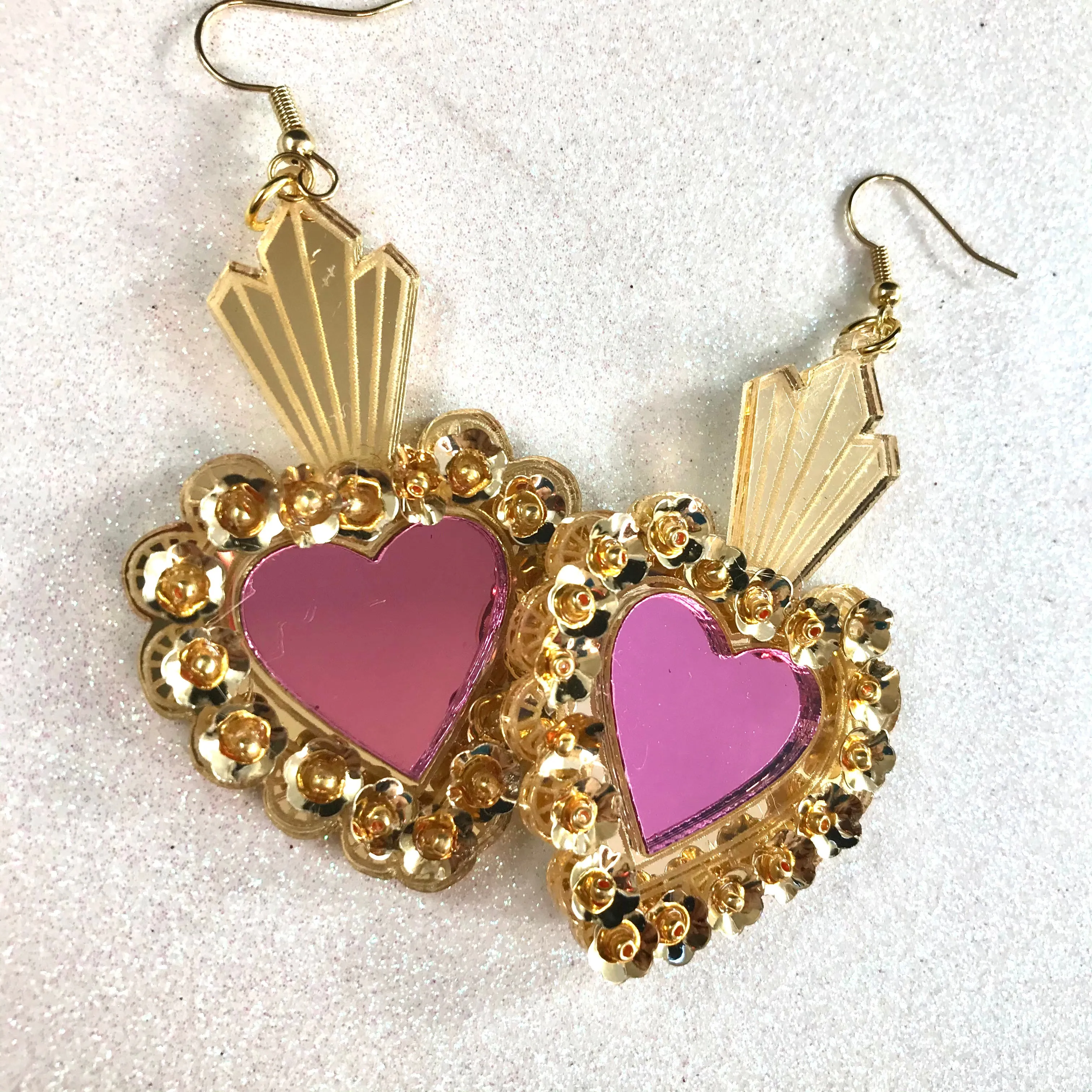 Milagro Sacred Heart Mirrored Earrings