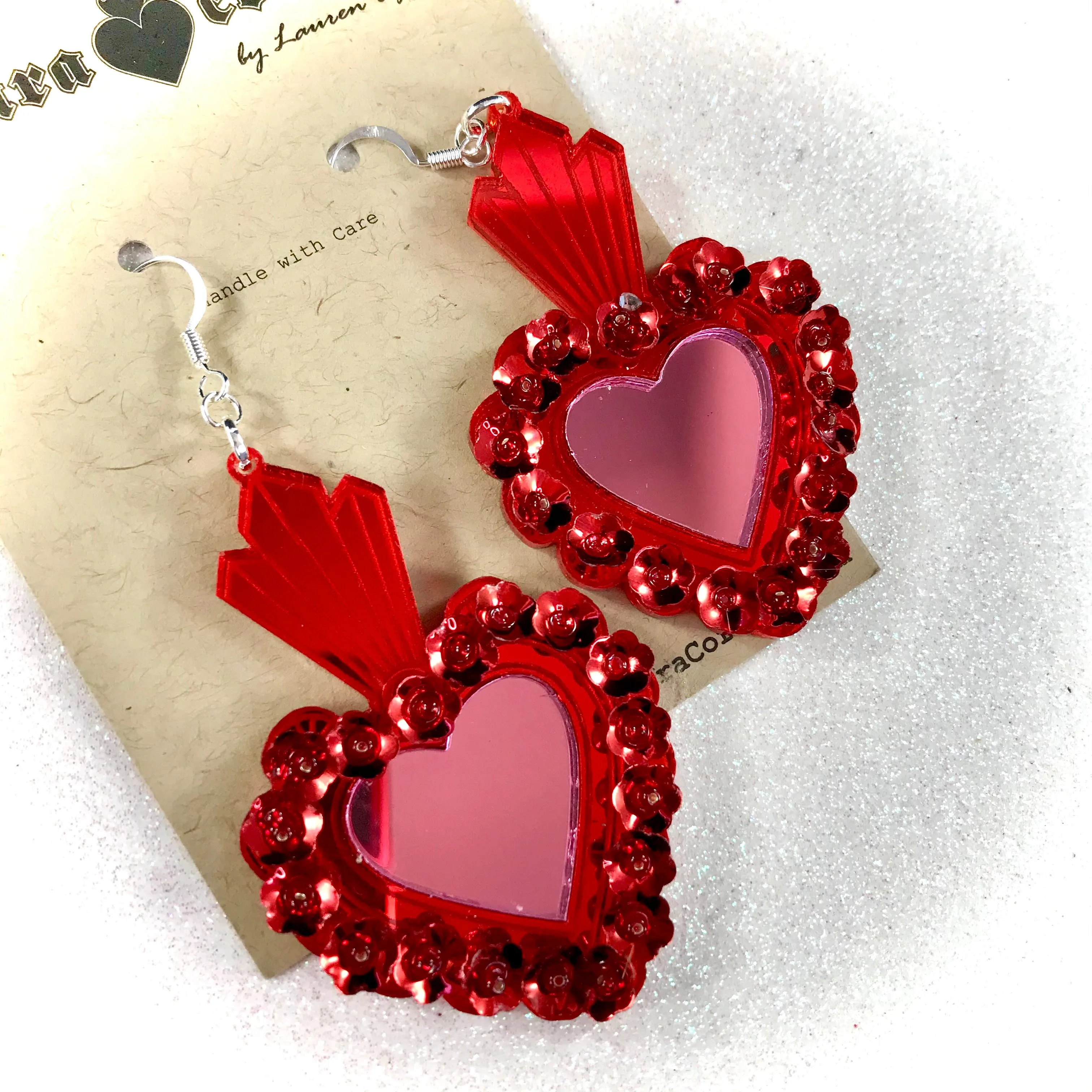 Milagro Sacred Heart Mirrored Earrings