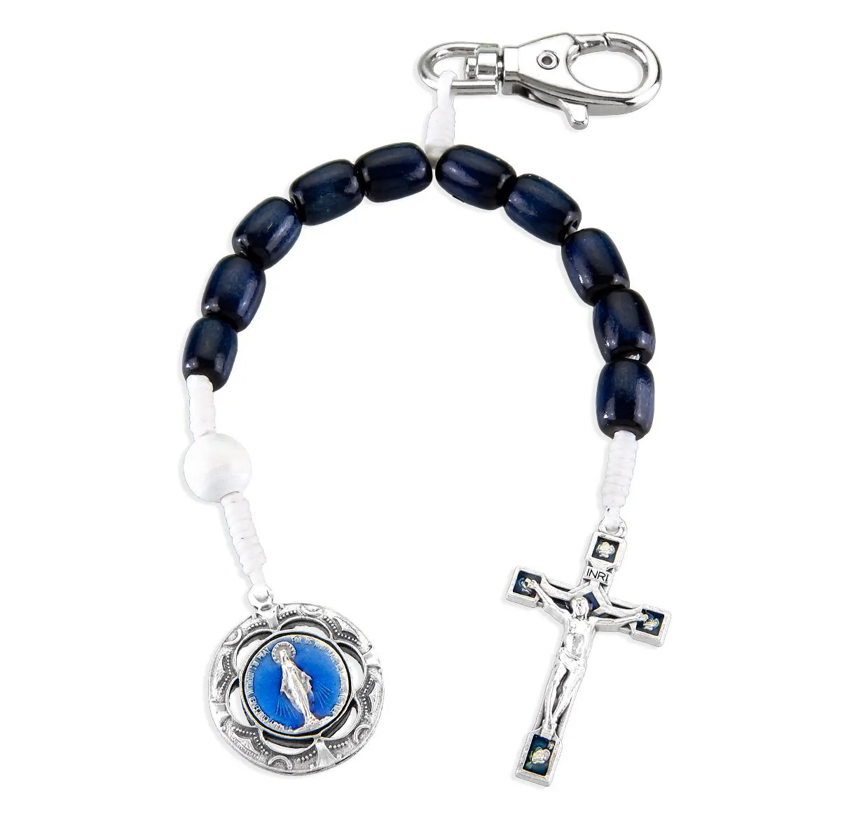 Miraculous Medal Decade Key Chain - Blue