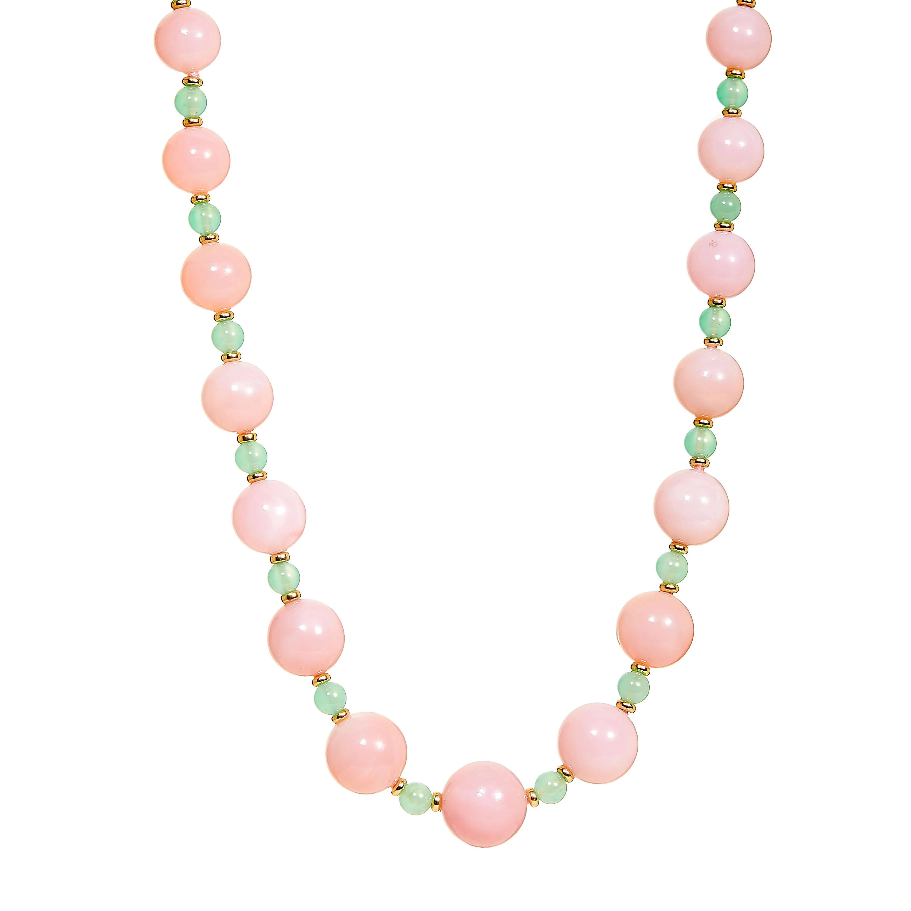 Mogul Pink Opal and Chrysoprase Bead Necklace