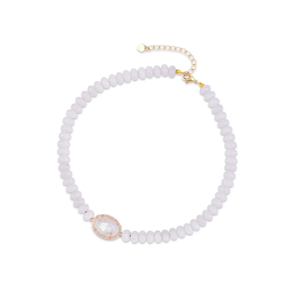 Mony White Jade Bead Necklace