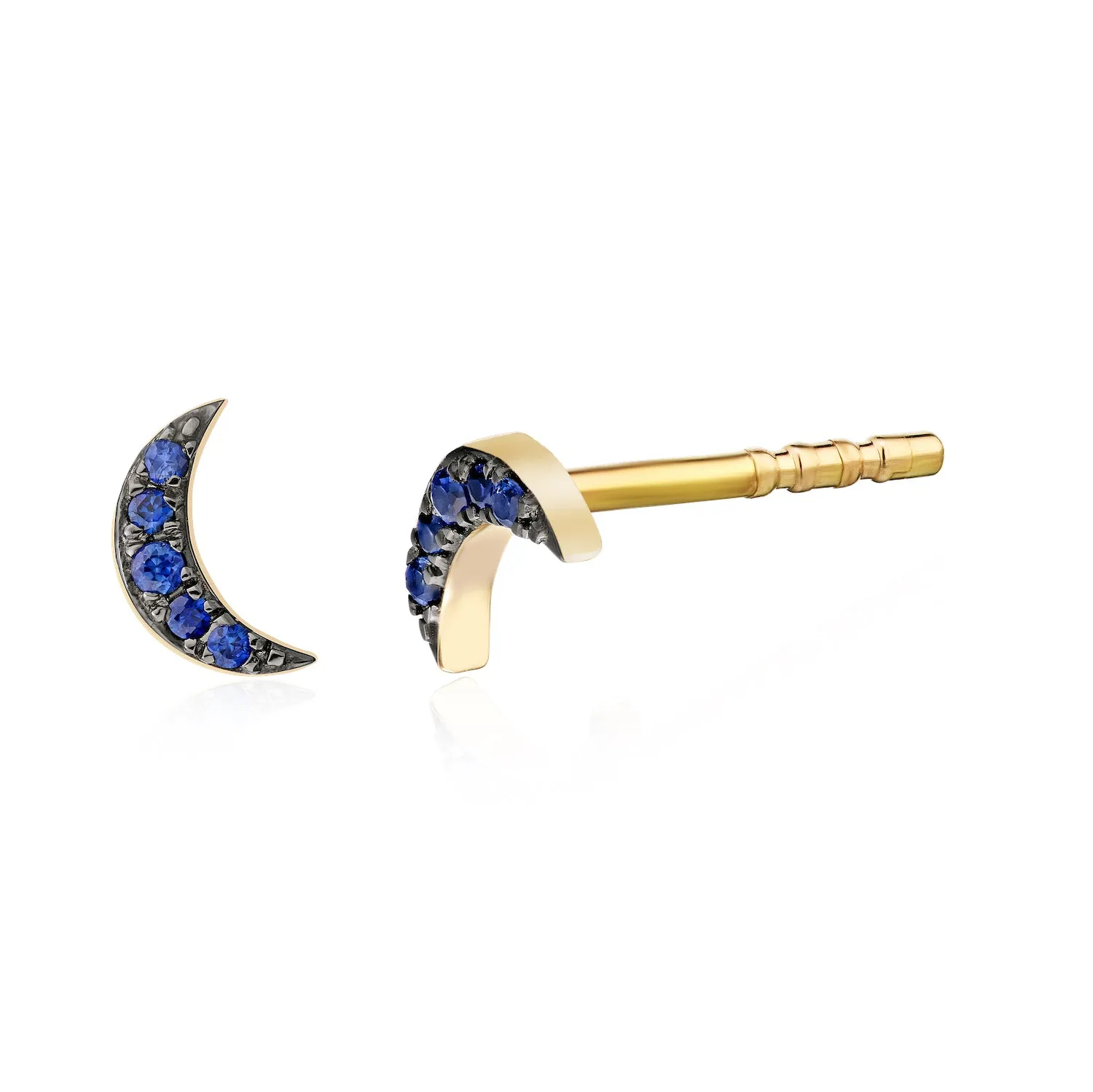 Moon Stud Earrings - Sapphire