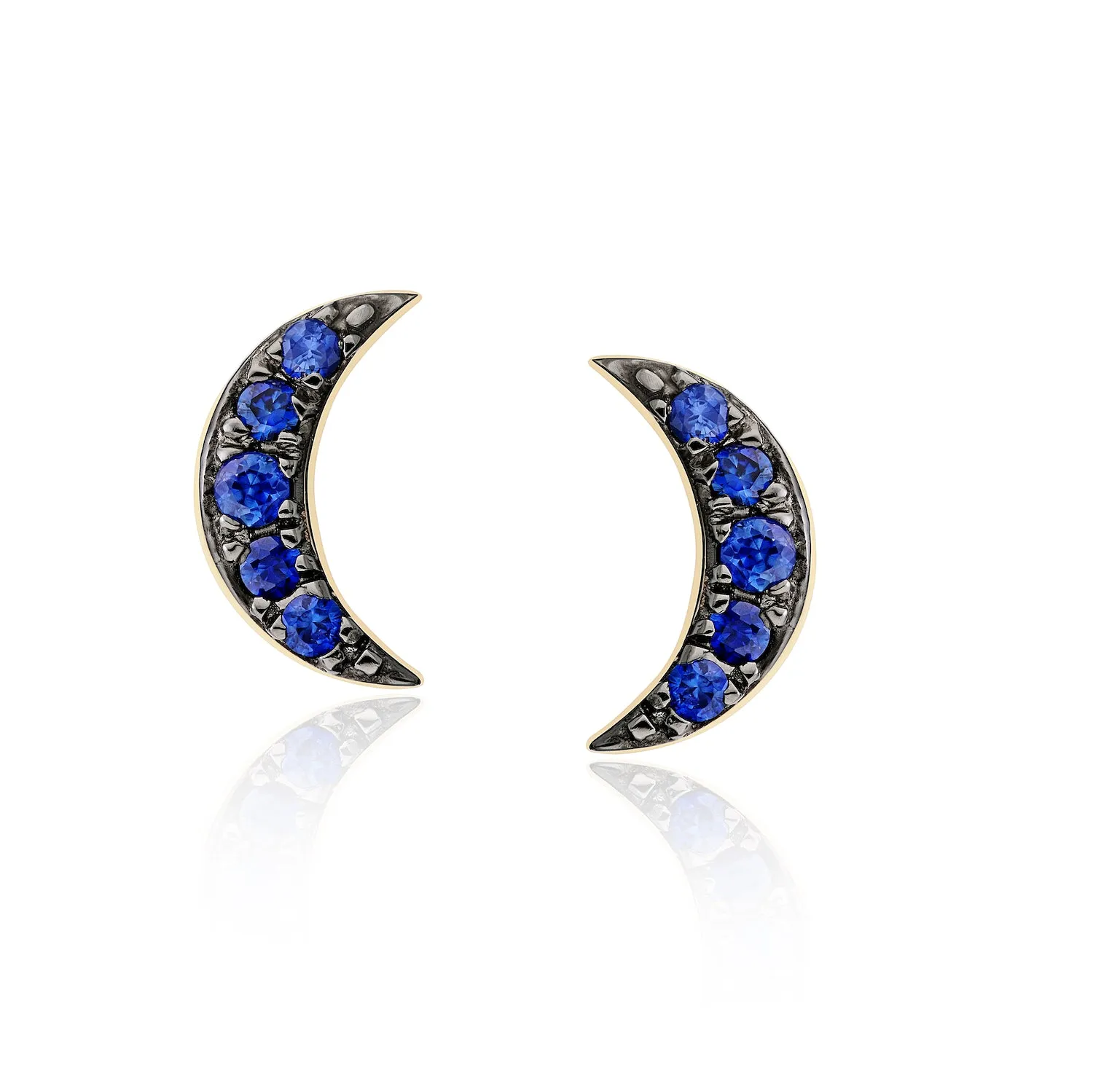 Moon Stud Earrings - Sapphire