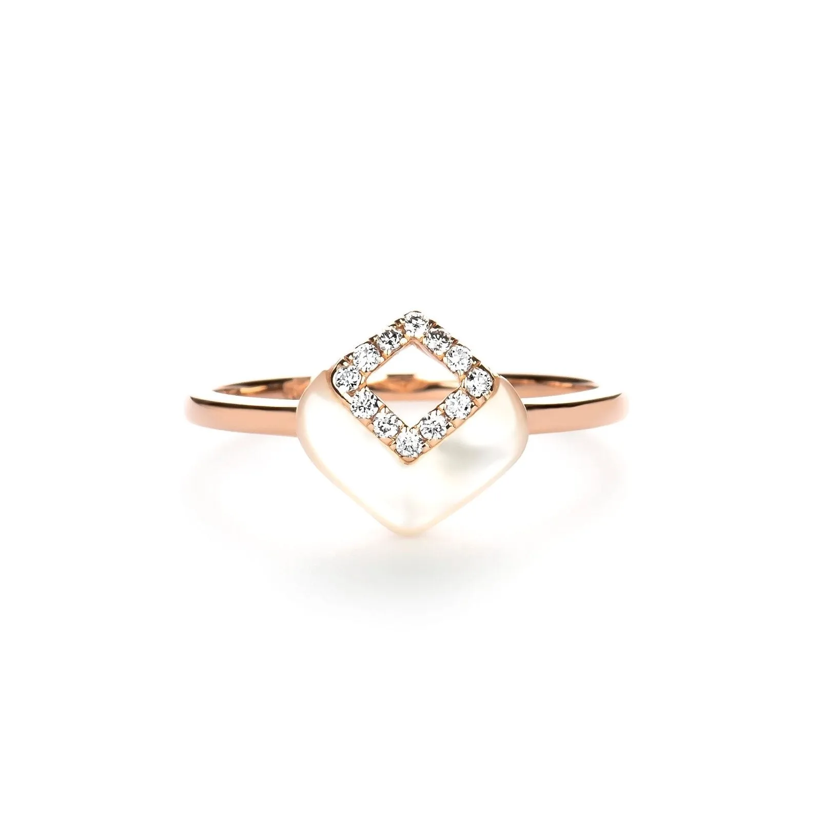 Mother of Pearl and Diamond Cutout Ring