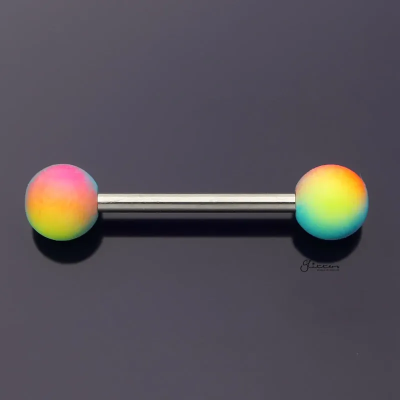 Multi Colour Balls Tongue Barbell - Yellow/Red/Blue