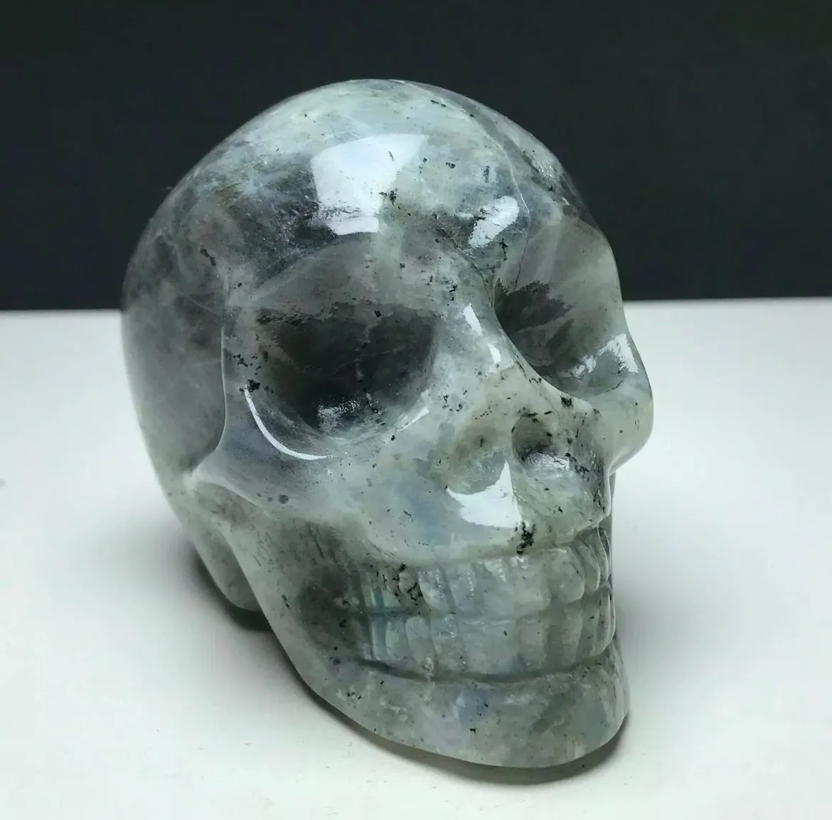 Natural Crystal LABRADORITE. Hand-carved. Exquisite Skull