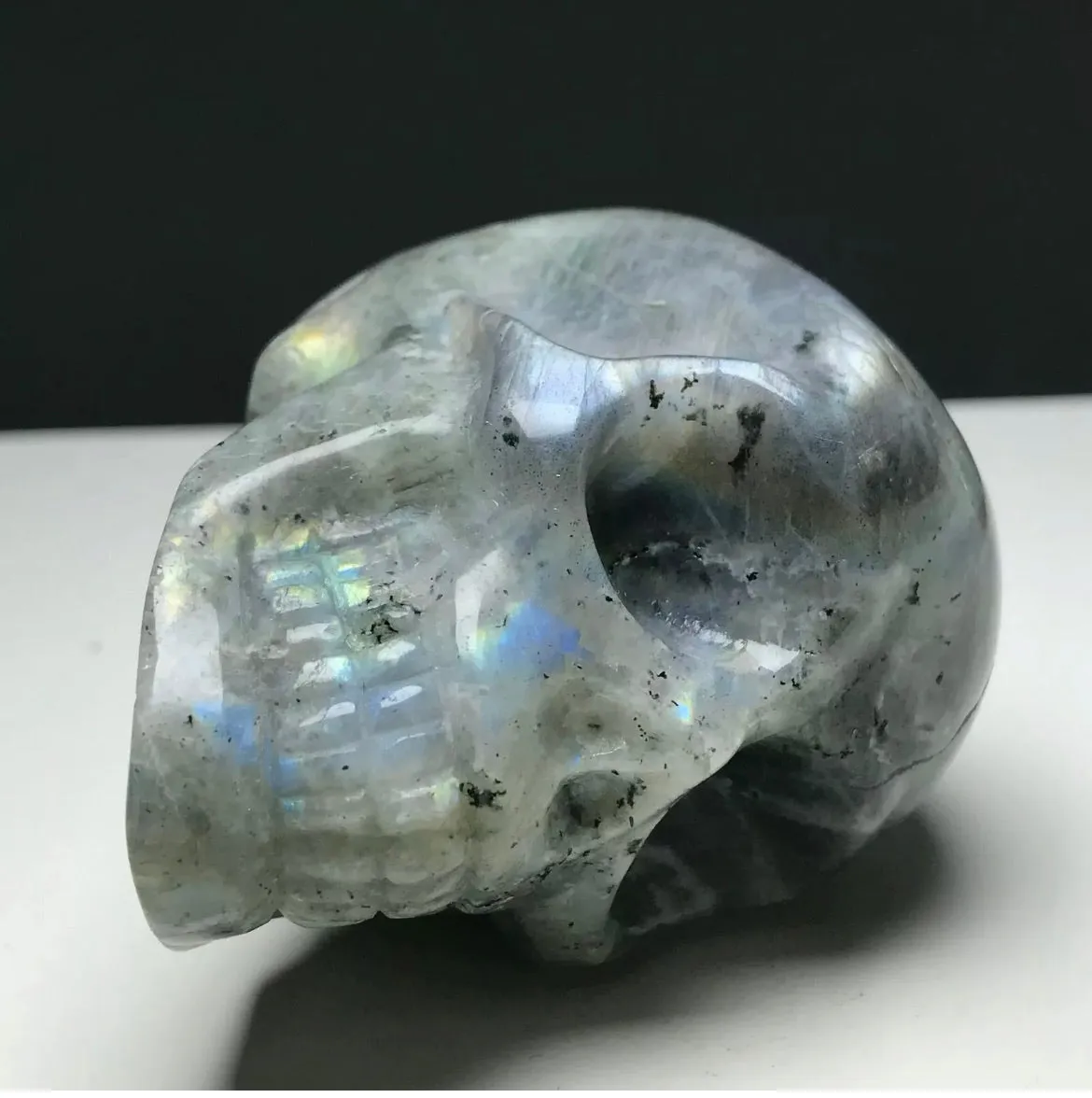 Natural Crystal LABRADORITE. Hand-carved. Exquisite Skull