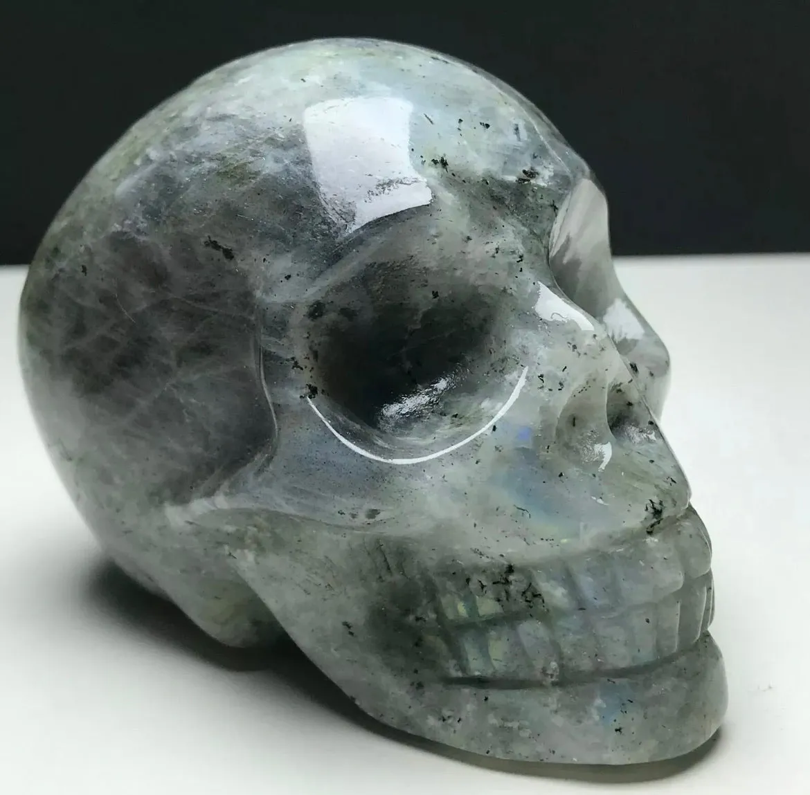 Natural Crystal LABRADORITE. Hand-carved. Exquisite Skull