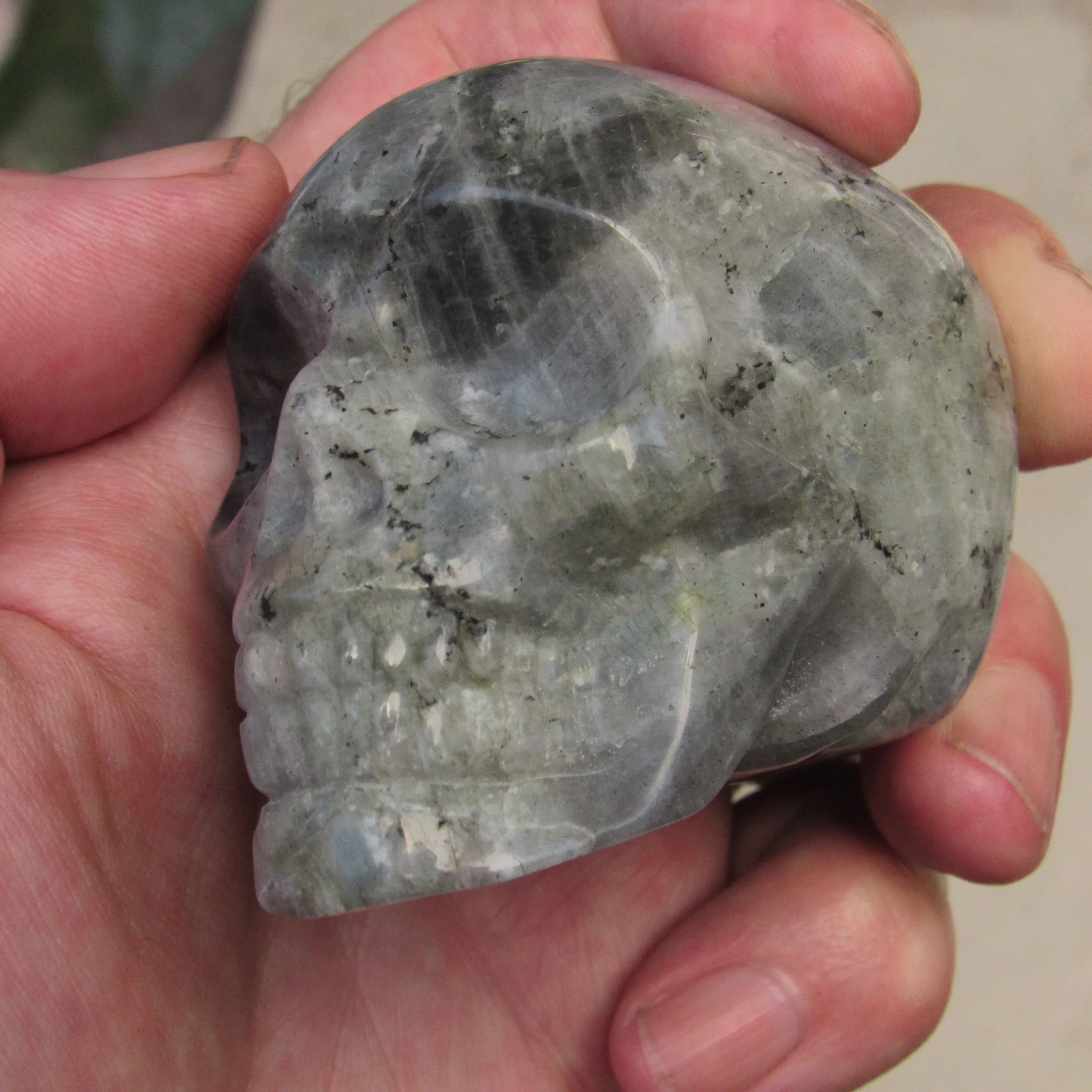 Natural Crystal LABRADORITE. Hand-carved. Exquisite Skull