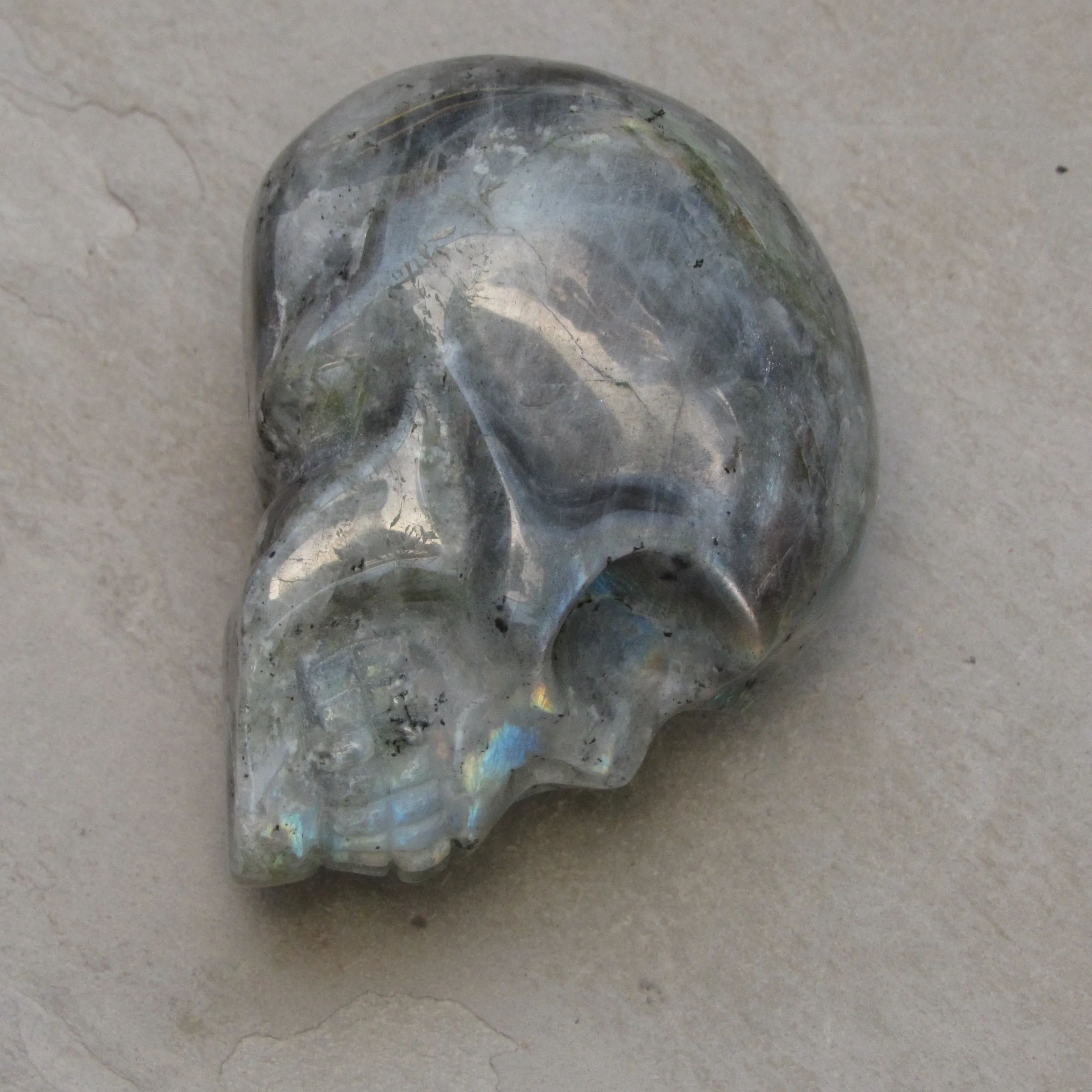 Natural Crystal LABRADORITE. Hand-carved. Exquisite Skull