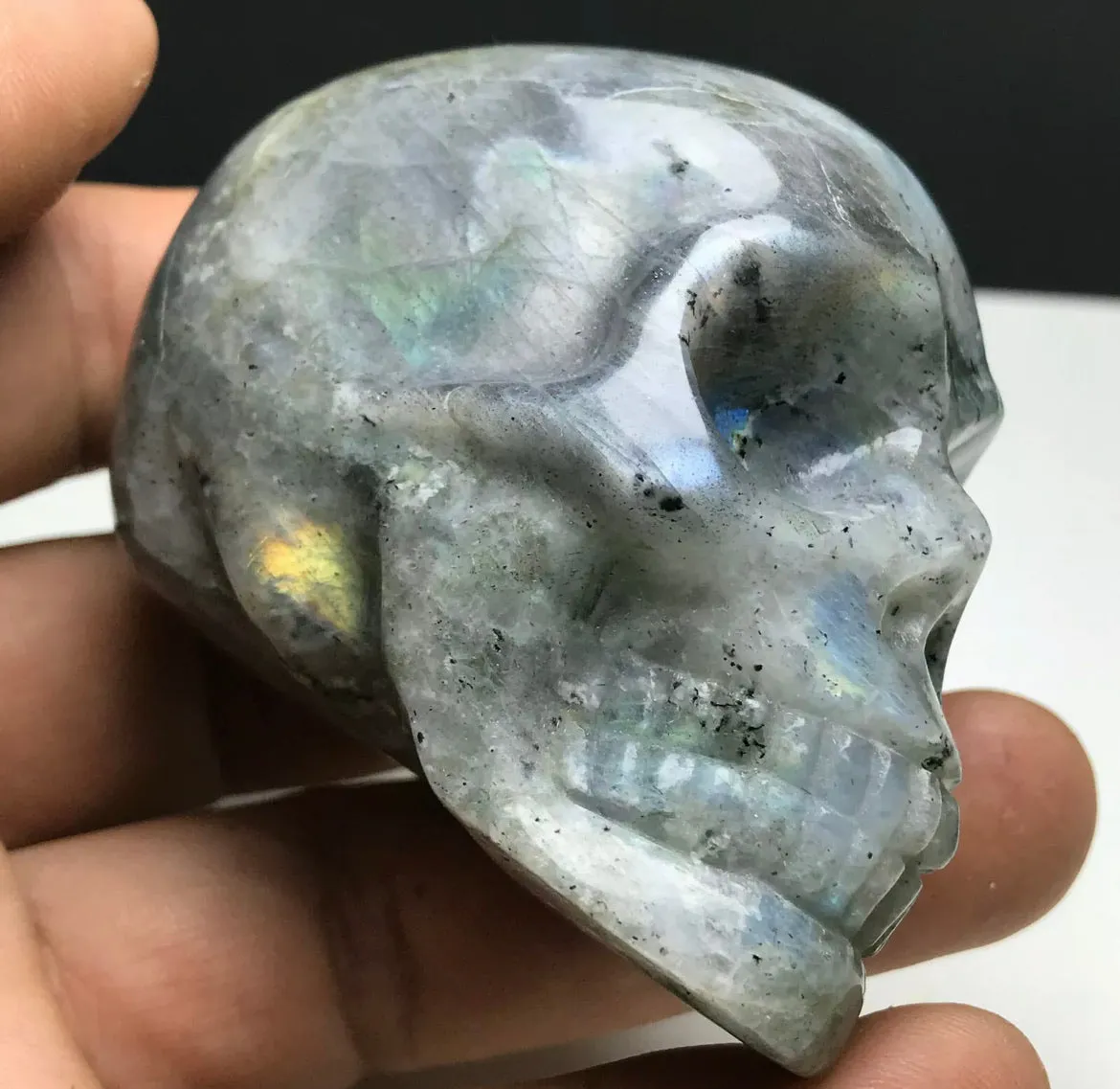 Natural Crystal LABRADORITE. Hand-carved. Exquisite Skull