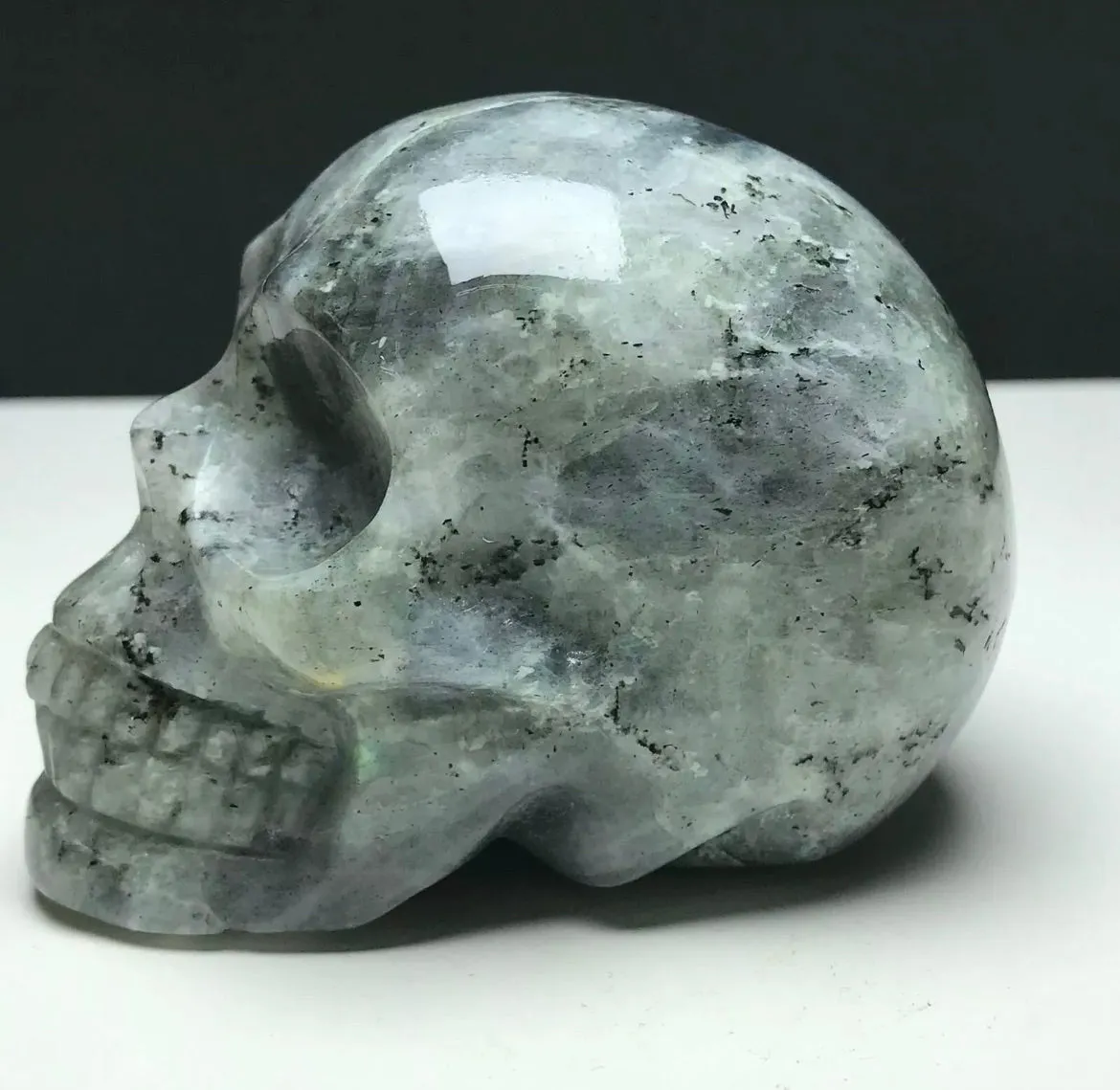 Natural Crystal LABRADORITE. Hand-carved. Exquisite Skull