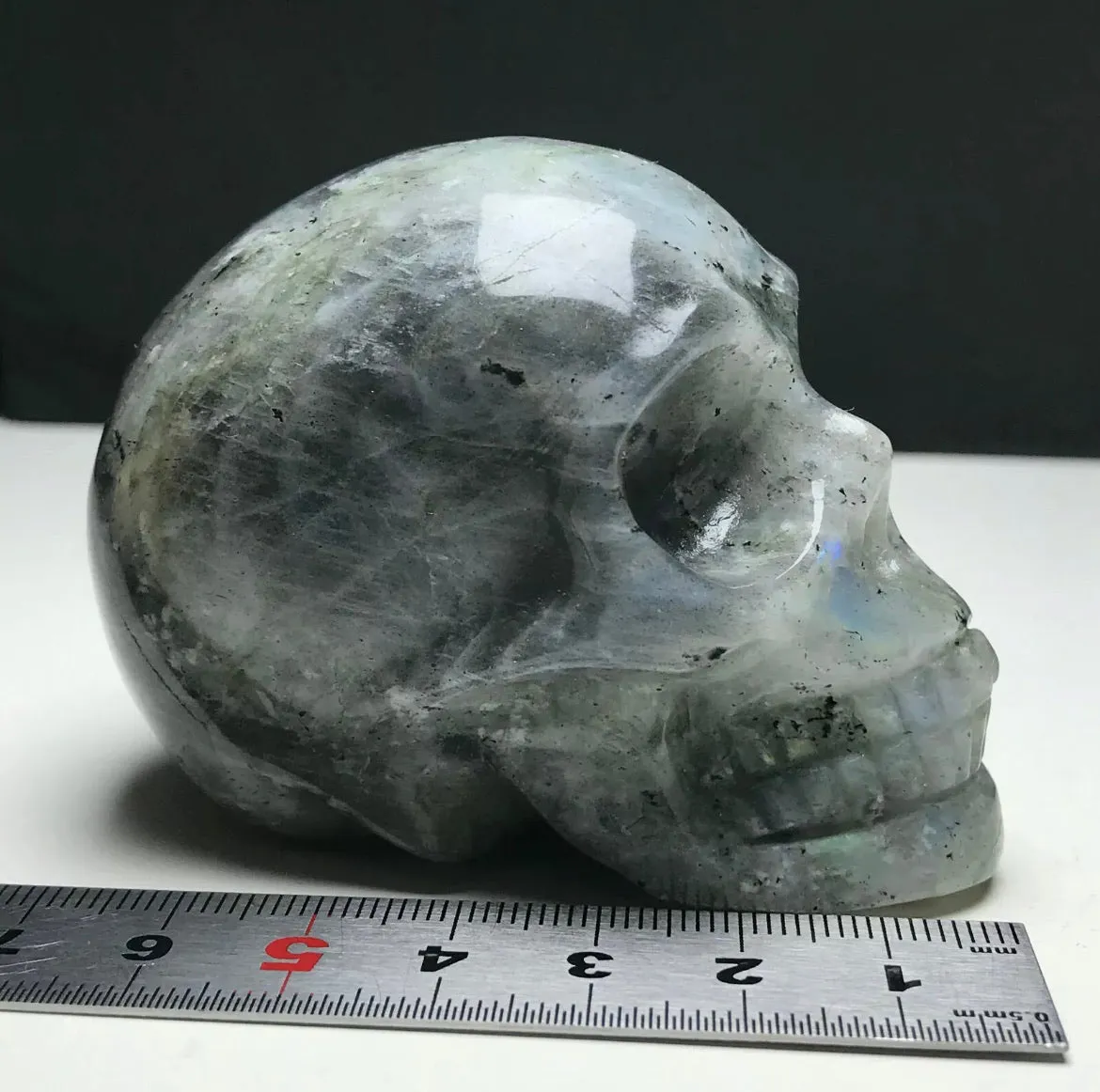 Natural Crystal LABRADORITE. Hand-carved. Exquisite Skull