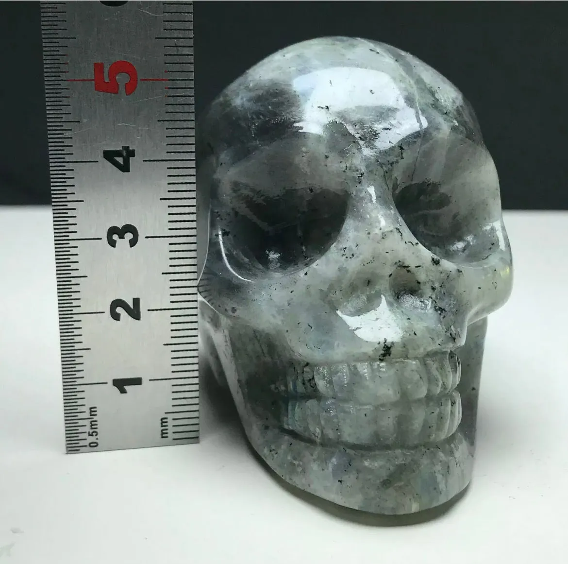 Natural Crystal LABRADORITE. Hand-carved. Exquisite Skull