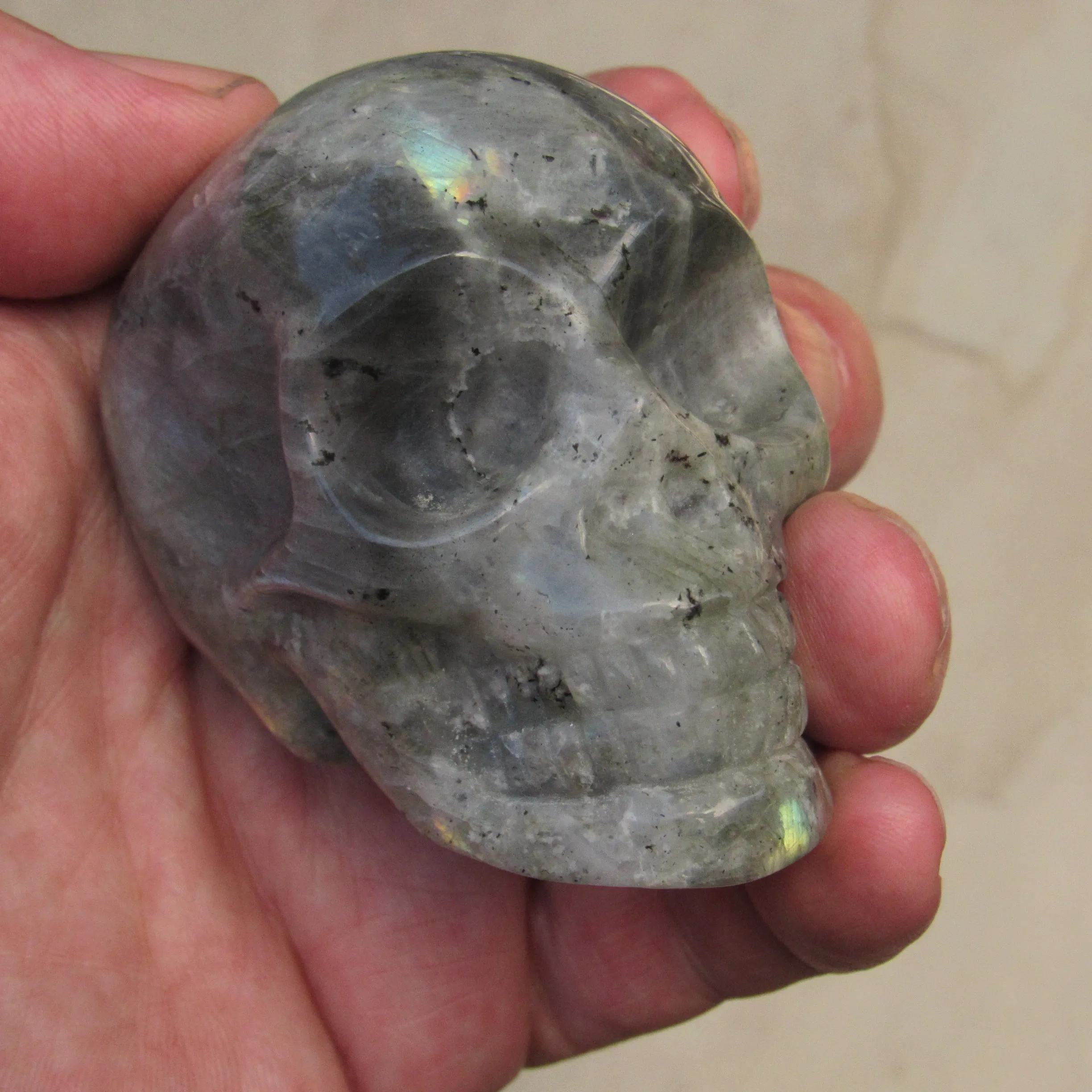 Natural Crystal LABRADORITE. Hand-carved. Exquisite Skull