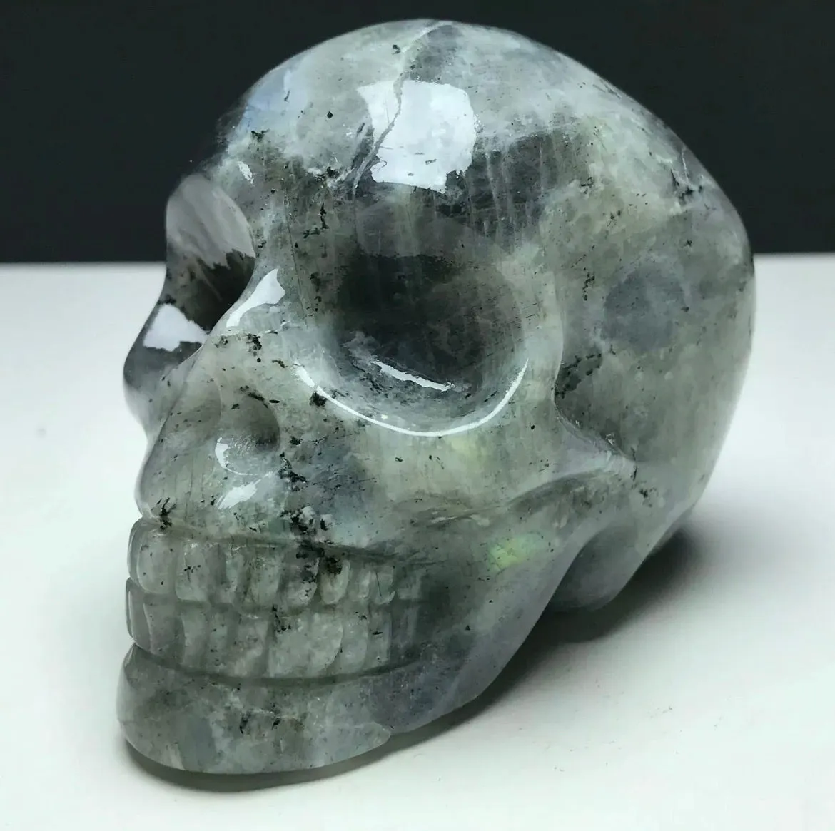 Natural Crystal LABRADORITE. Hand-carved. Exquisite Skull