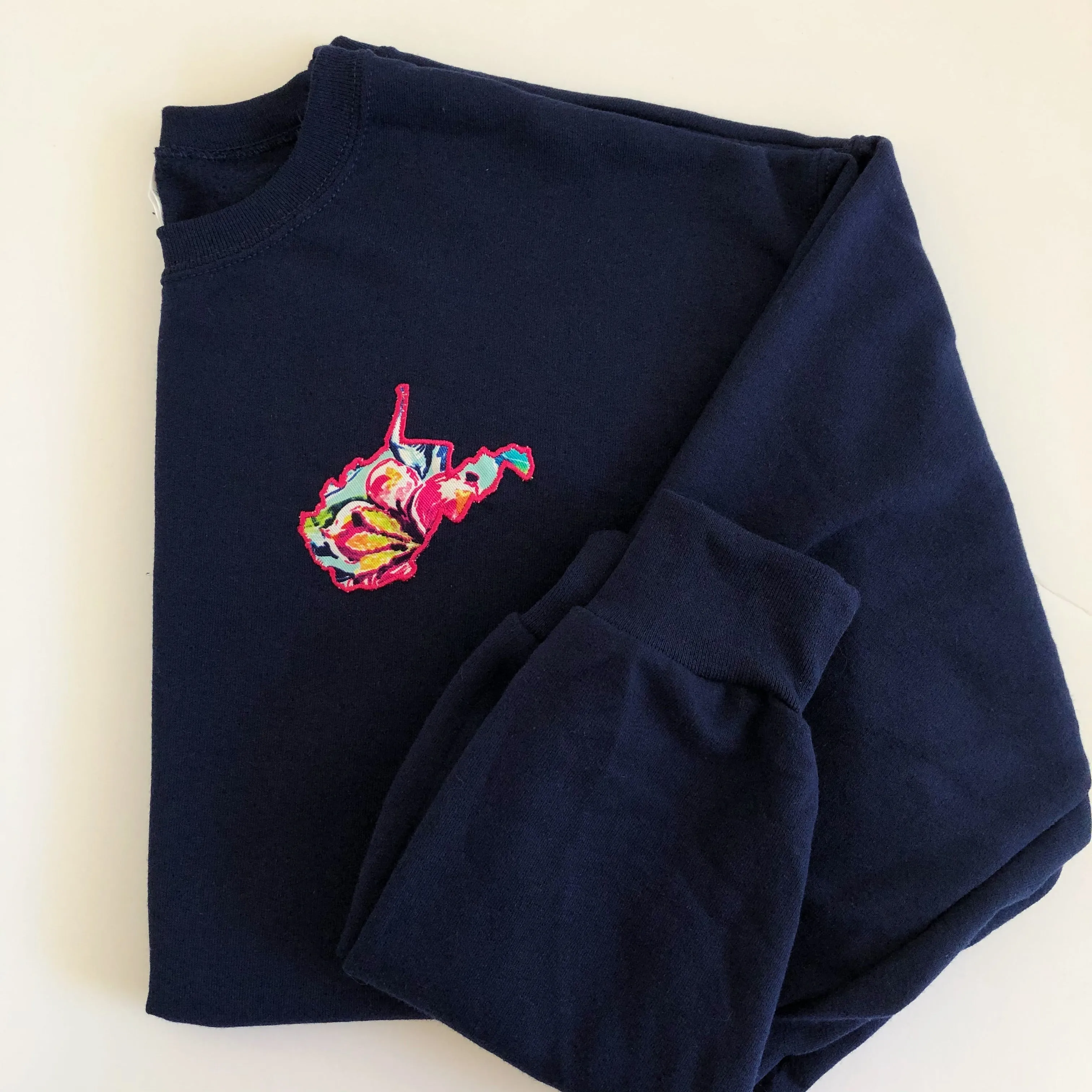 Navy Floral State Crewnecks