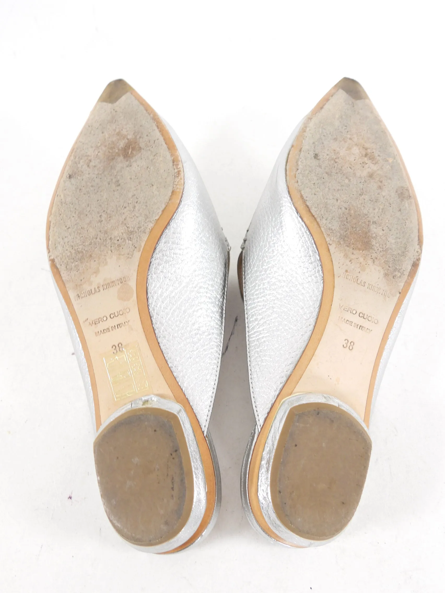 Nicholas Kirkwood Silver Leather Beya Flat - 7